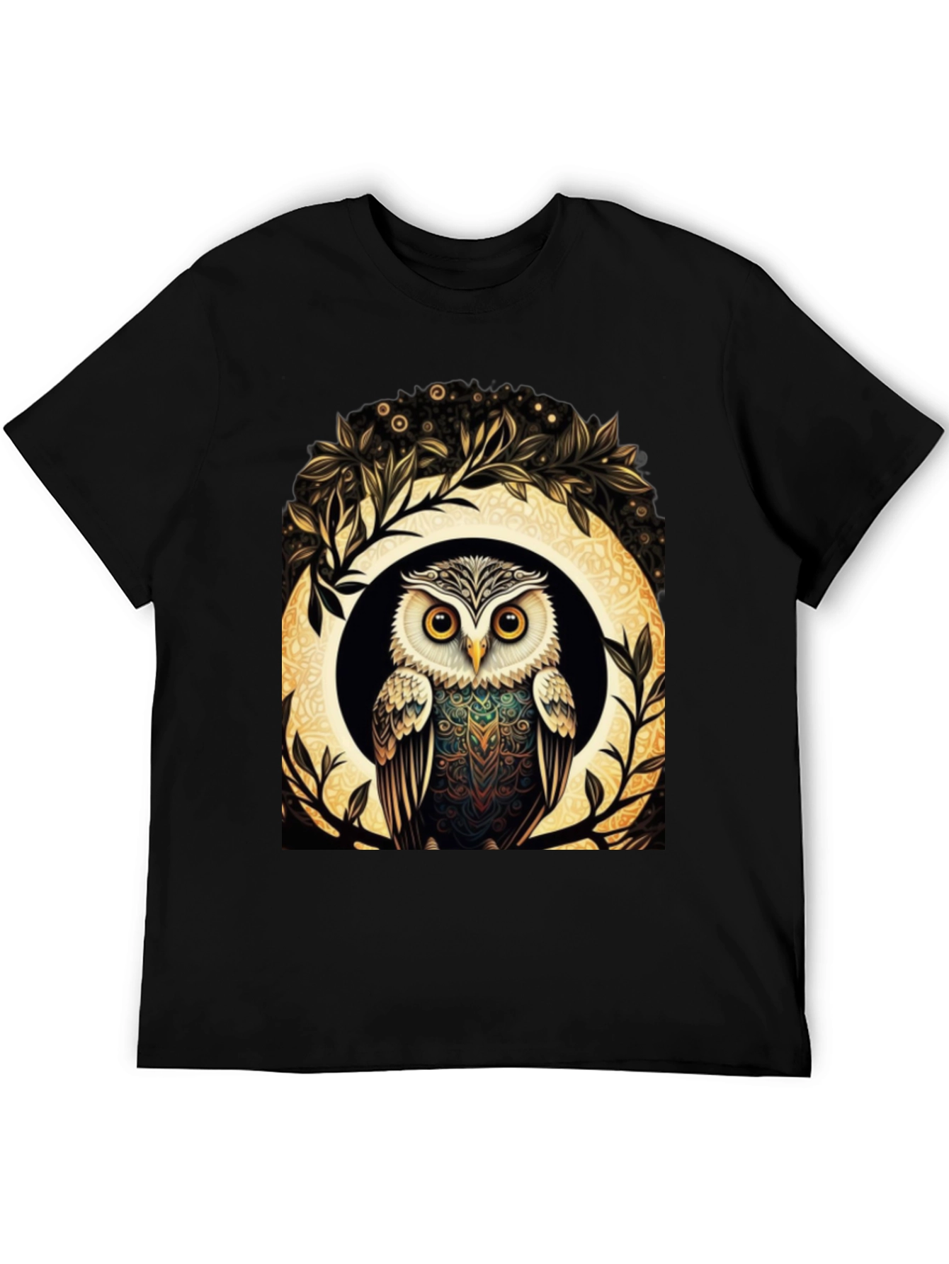 Owl Graphic Tee - Stylish Mens Black T-Shirt