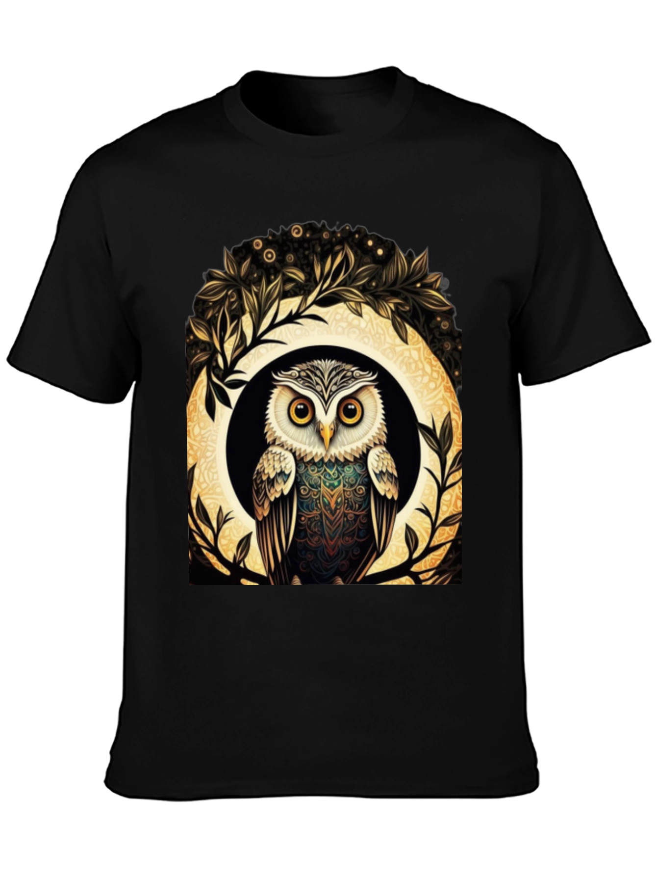 Owl Graphic Tee - Stylish Mens Black T-Shirt
