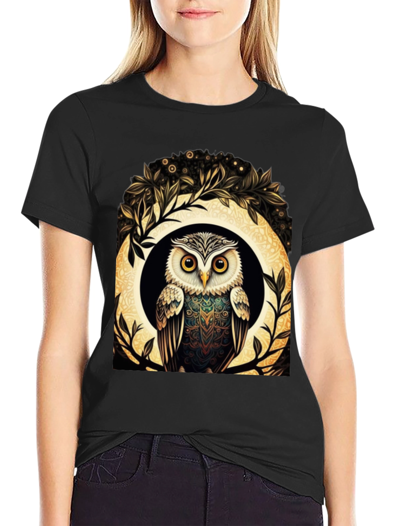 Owl Graphic Tee - Stylish Mens Black T-Shirt