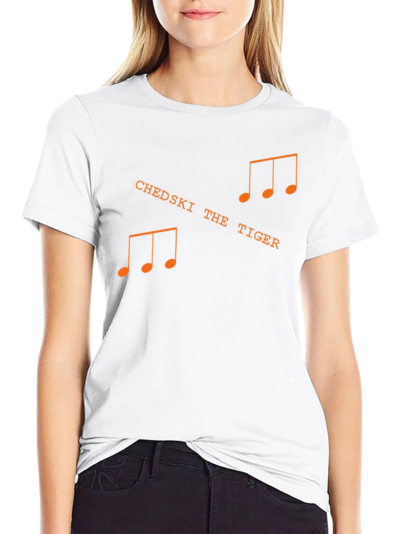 Chedski the Tiger Music Note Black T-Shirt