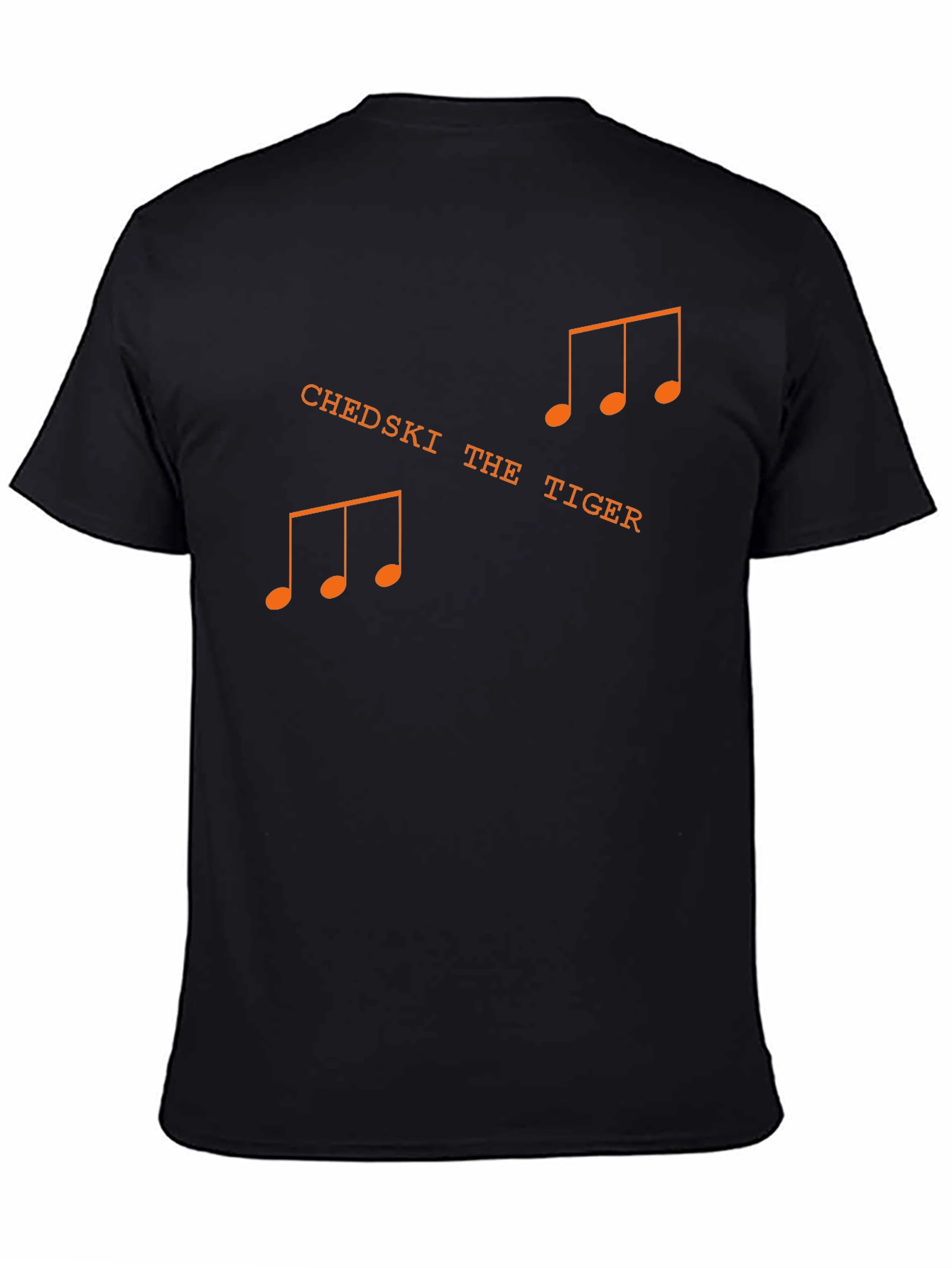 Chedski the Tiger Music Note Black T-Shirt