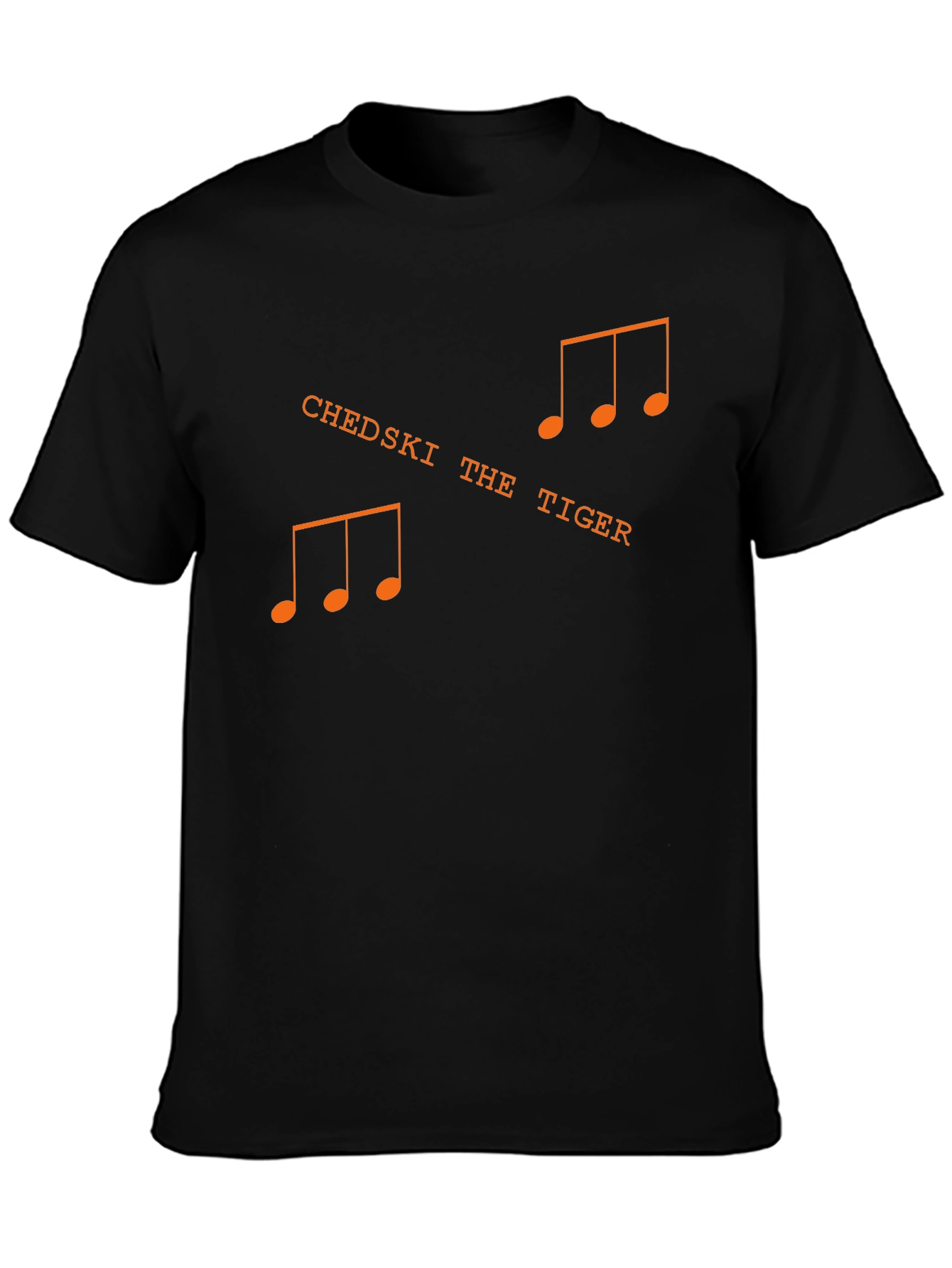 Chedski the Tiger Music Note Black T-Shirt