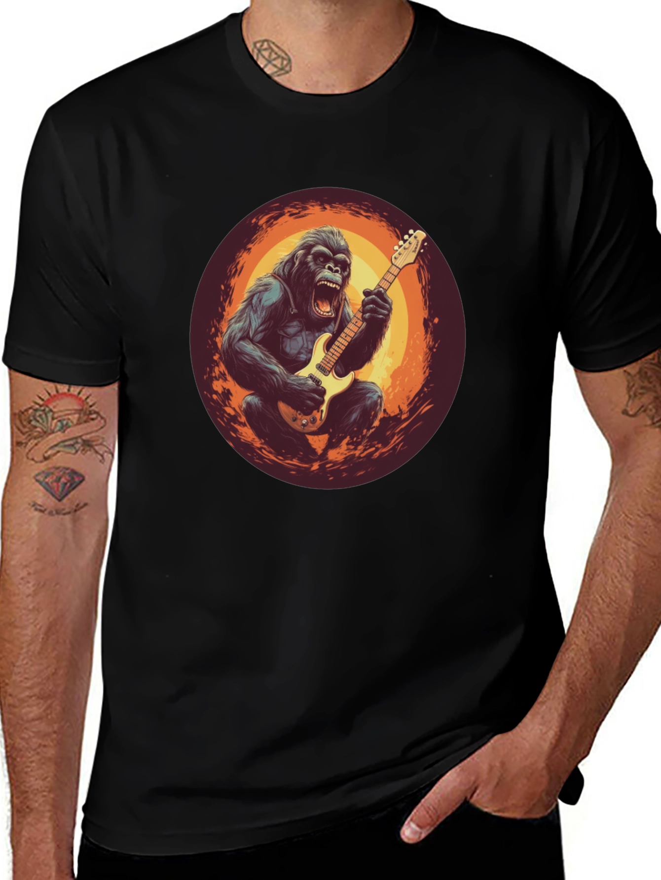 Gorilla Guitarist Graphic Tee - Black