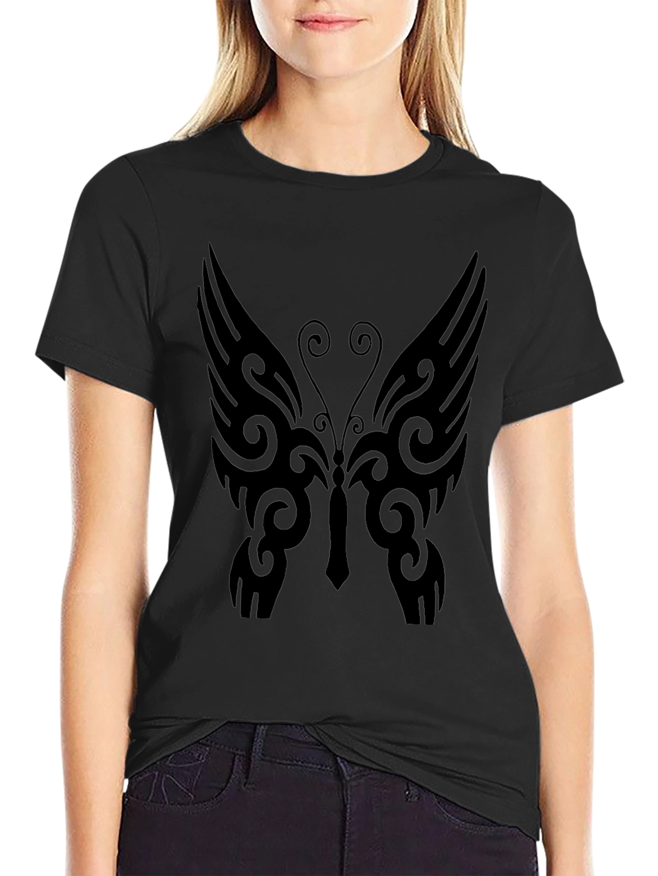 Tribal Butterfly Graphic Tee - Mens Black T-Shirt