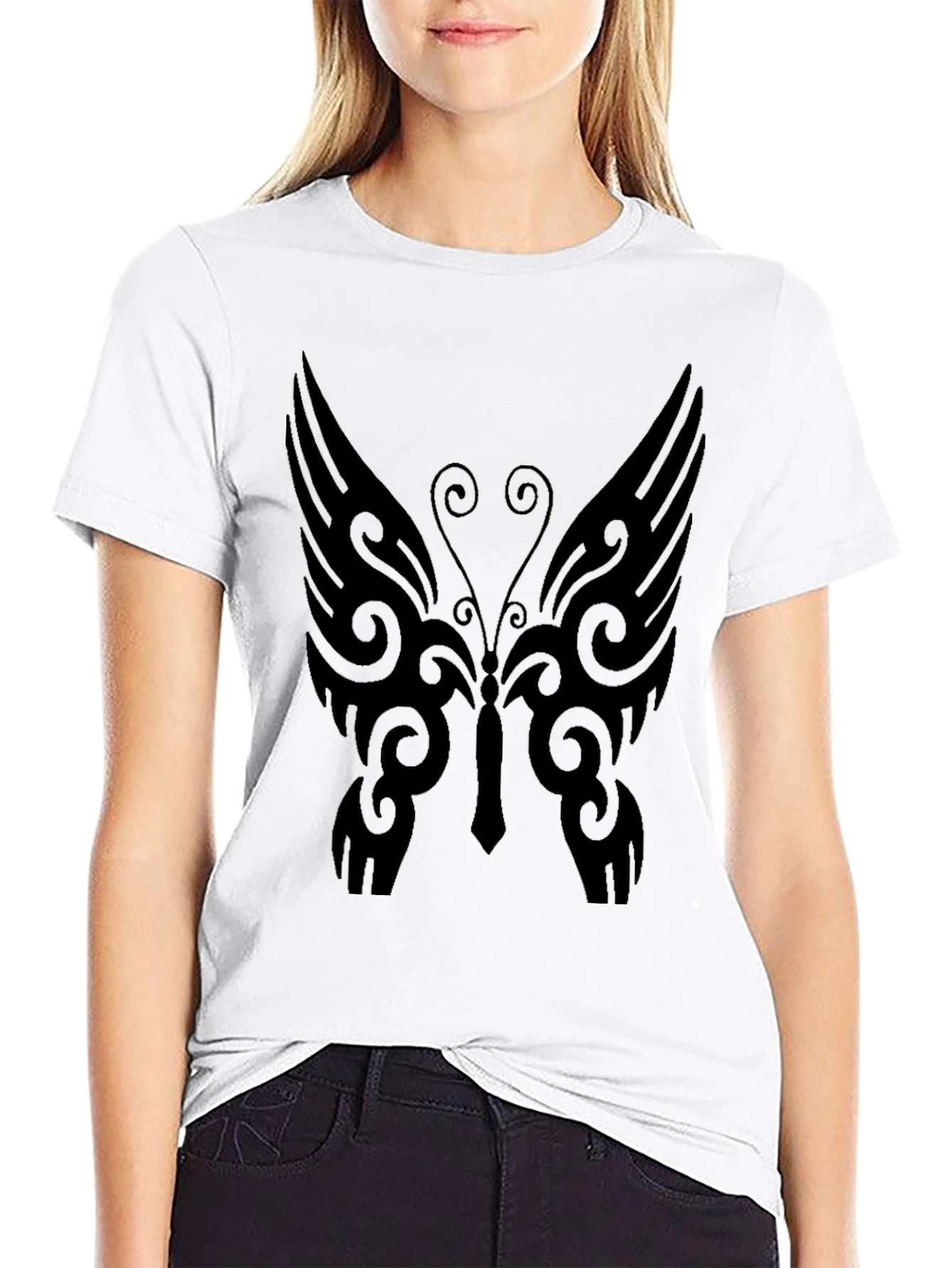 Tribal Butterfly Graphic Tee - Mens Black T-Shirt