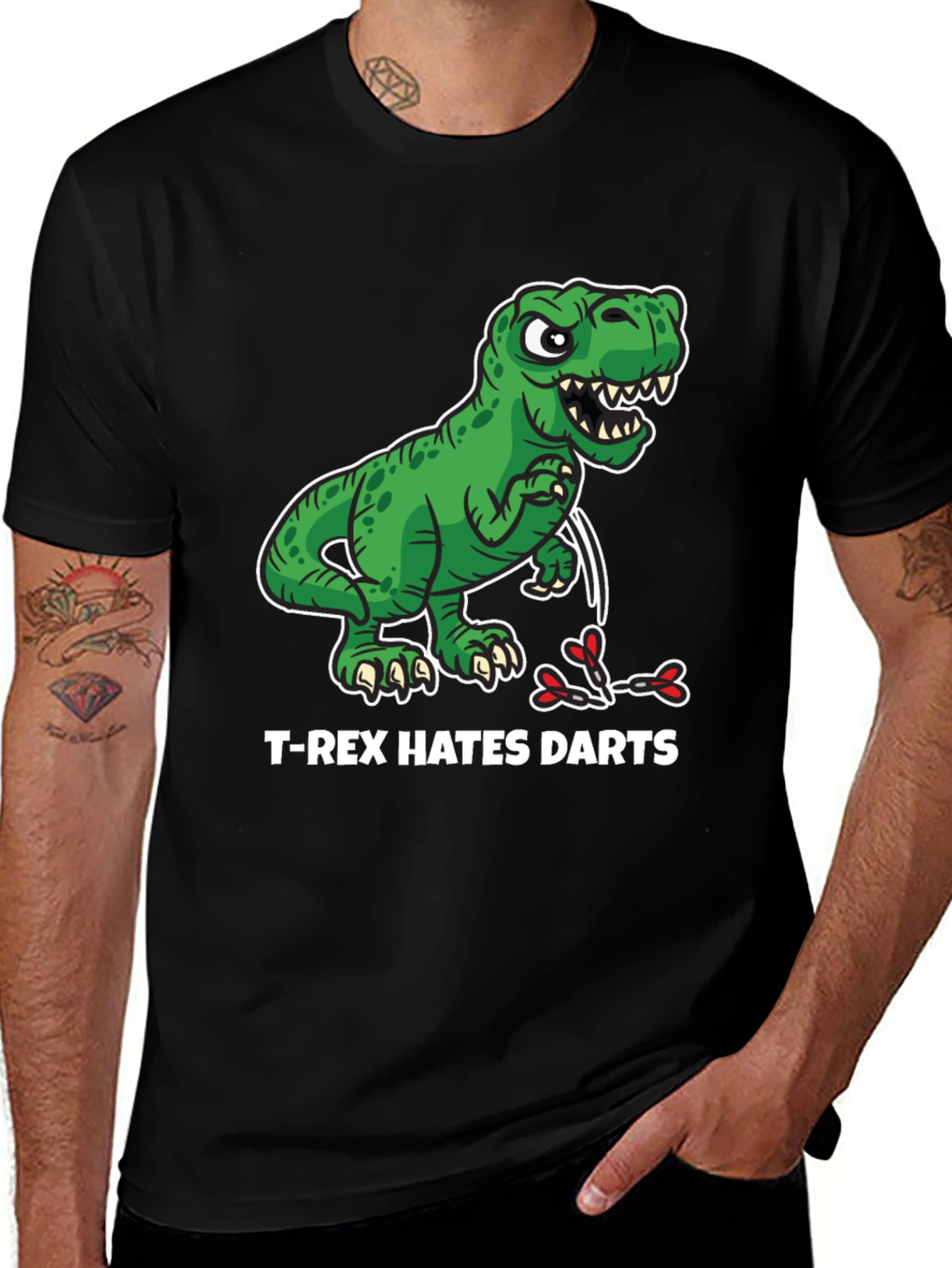 T-Rex Hates Darts Graphic T-Shirt