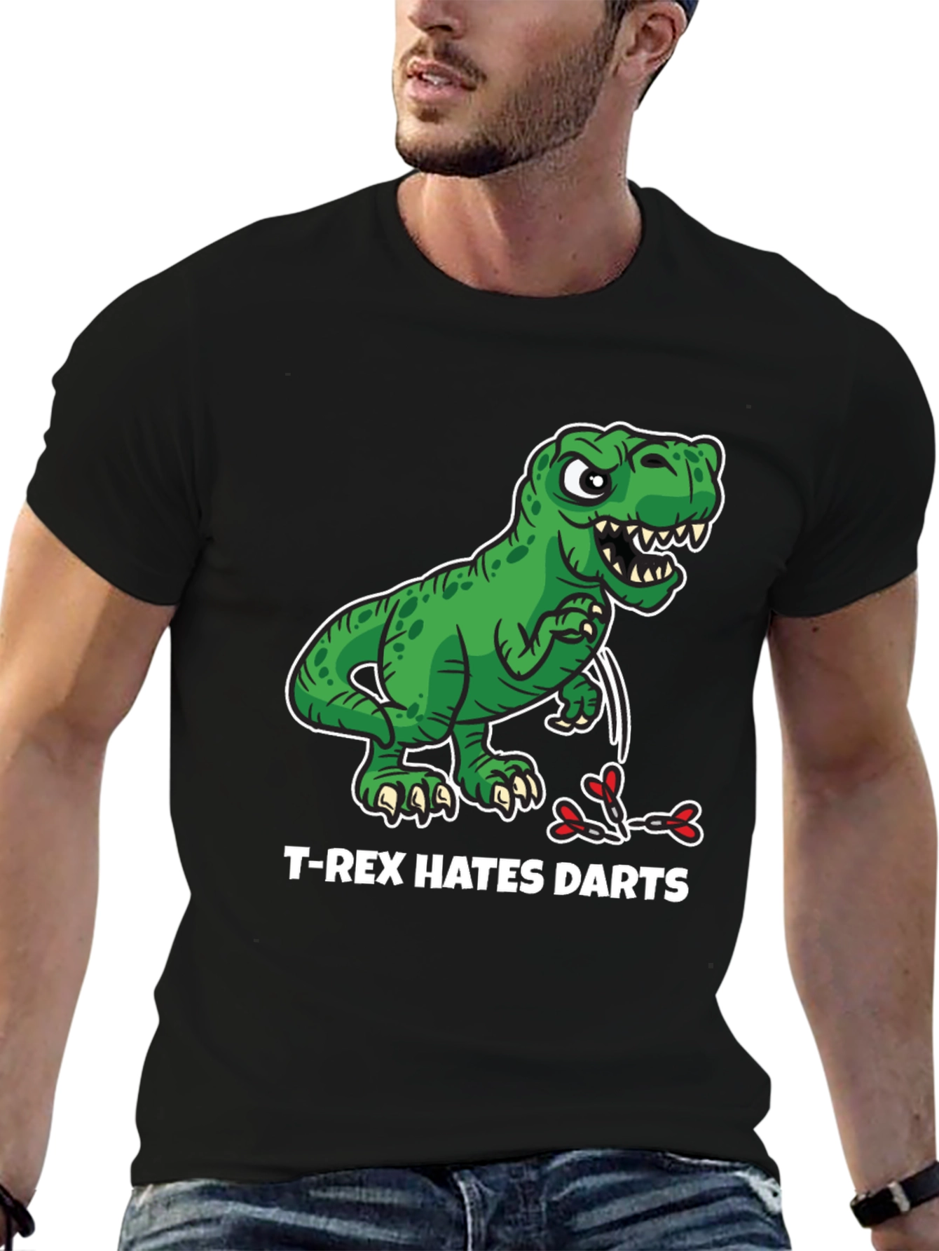 T-Rex Hates Darts Graphic T-Shirt