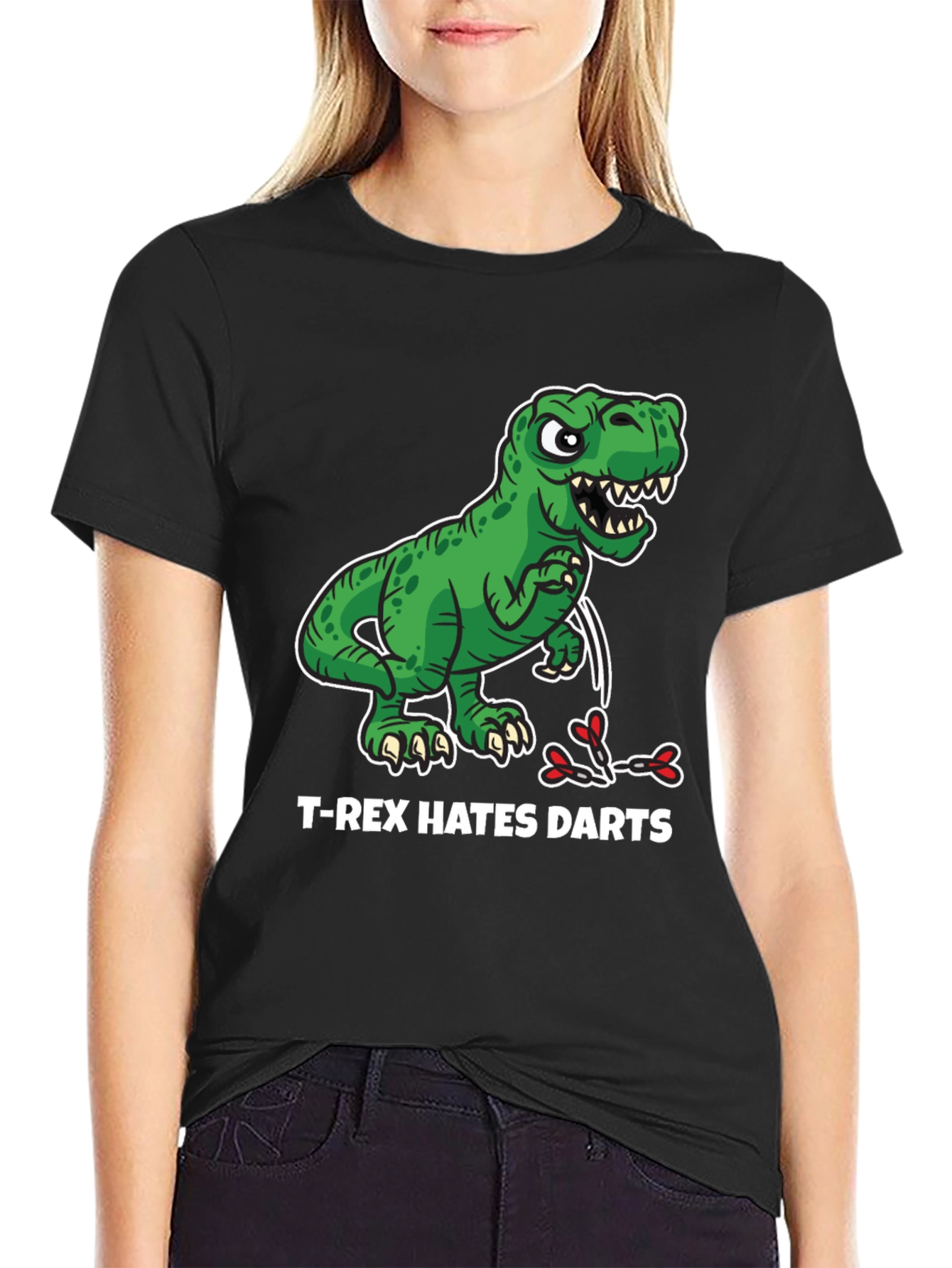 T-Rex Hates Darts Graphic T-Shirt