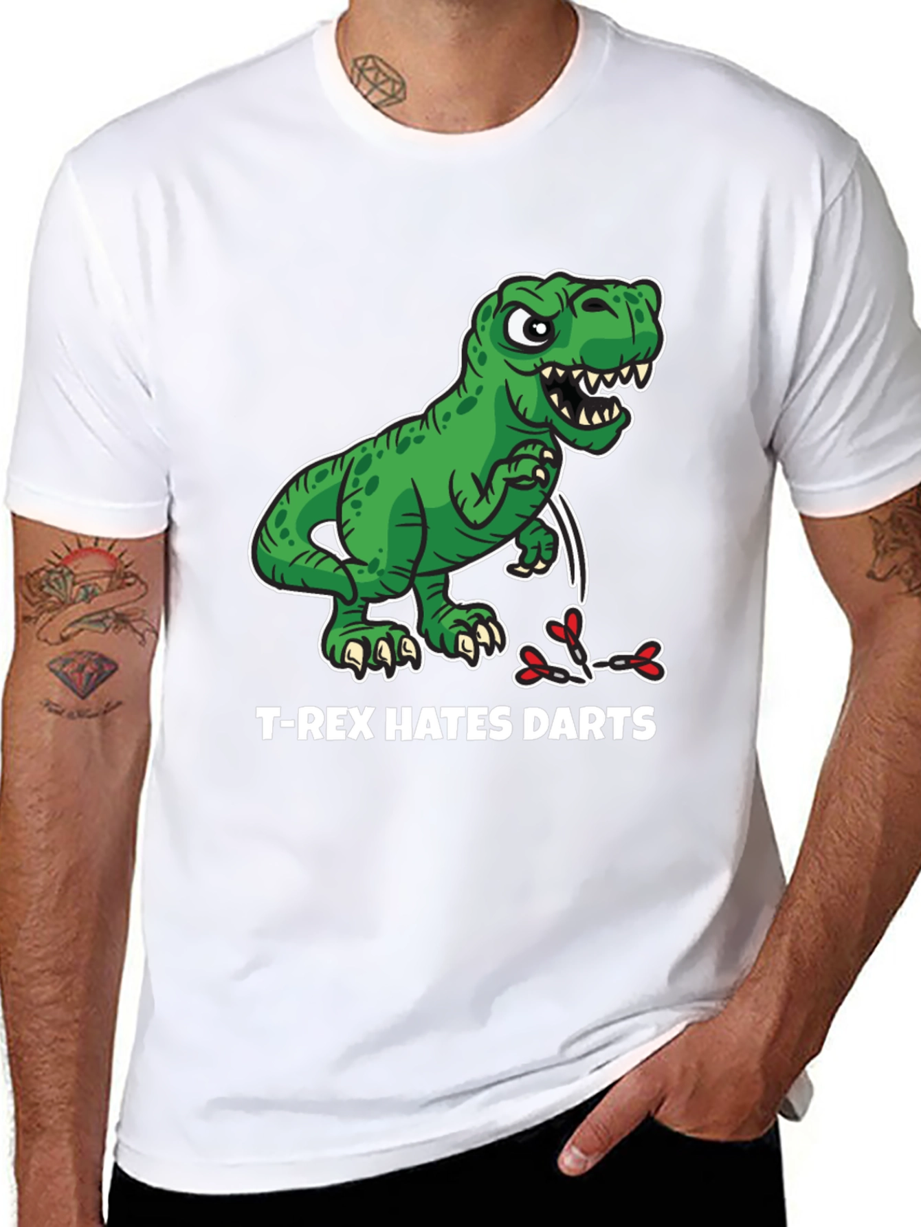T-Rex Hates Darts Graphic T-Shirt