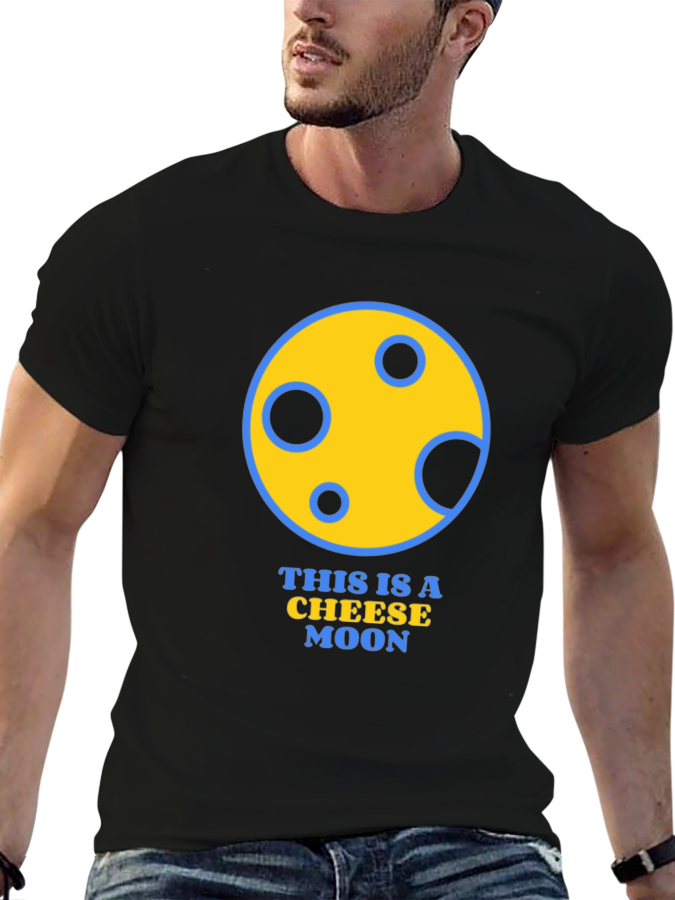 Cheese Moon Graphic T-Shirt - Funny Novelty Tee