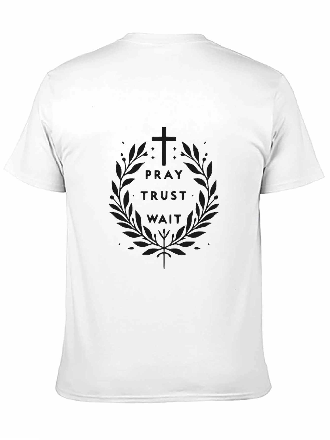 Pray Trust Wait Mens Black T-Shirt