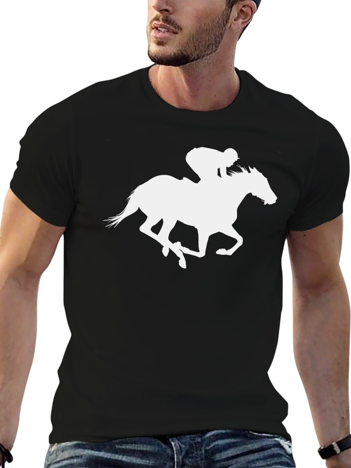 Equestrian Racer Graphic Tee - Mens Black T-Shirt
