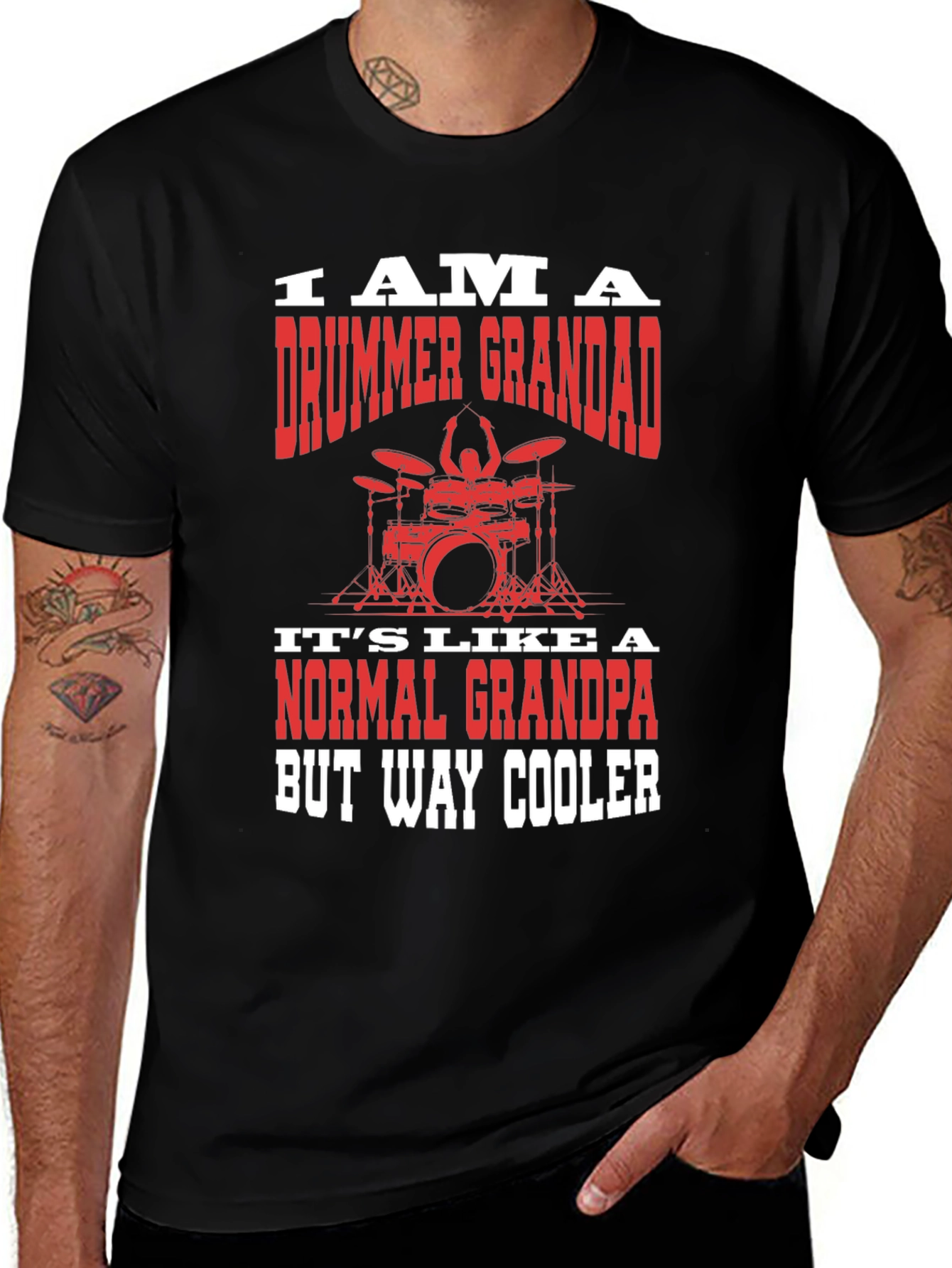 Drummer Grandad T-Shirt - Cool Grandpa Gift