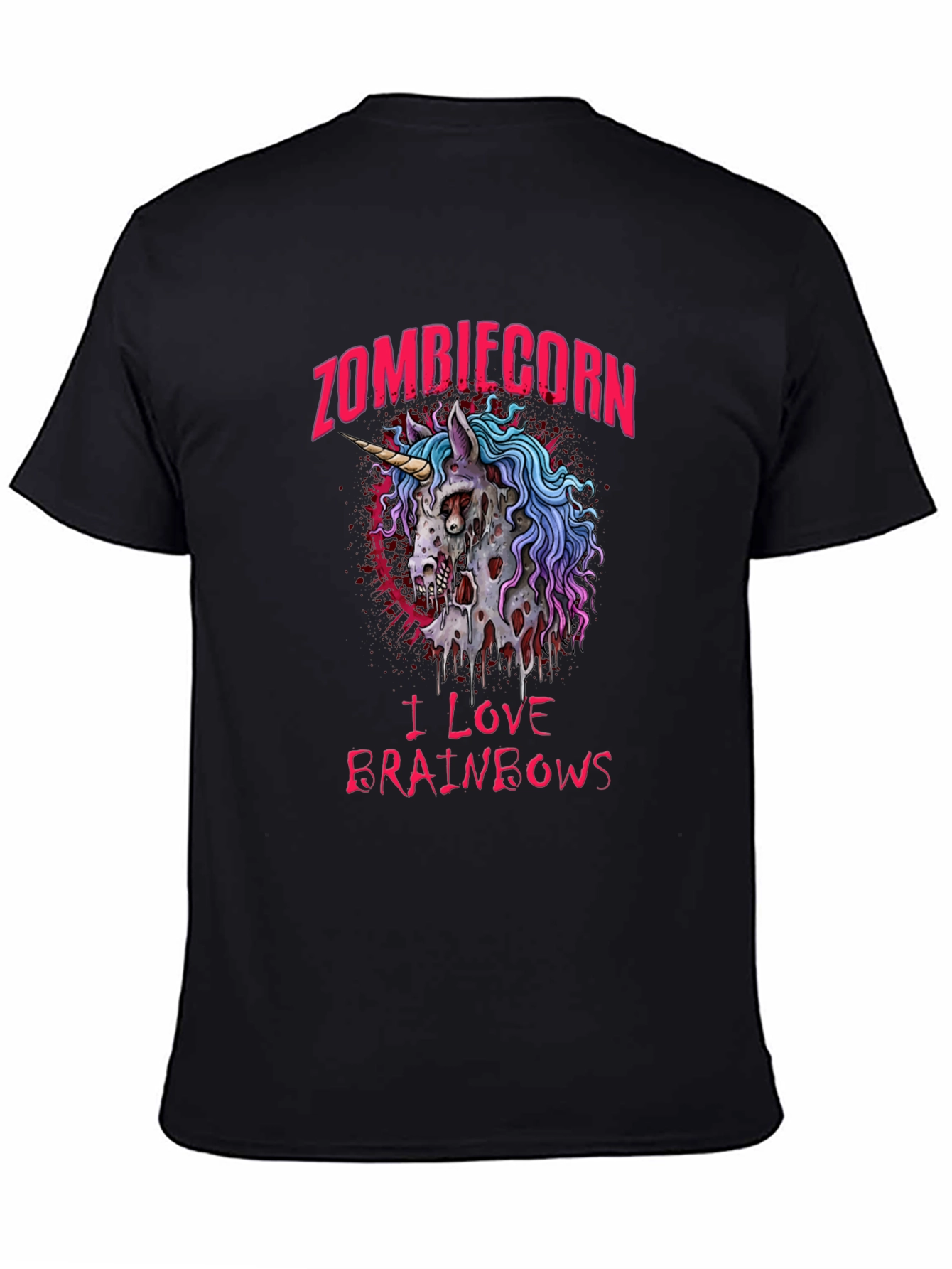 Zombiecorn I Love Brainbows Black T-Shirt