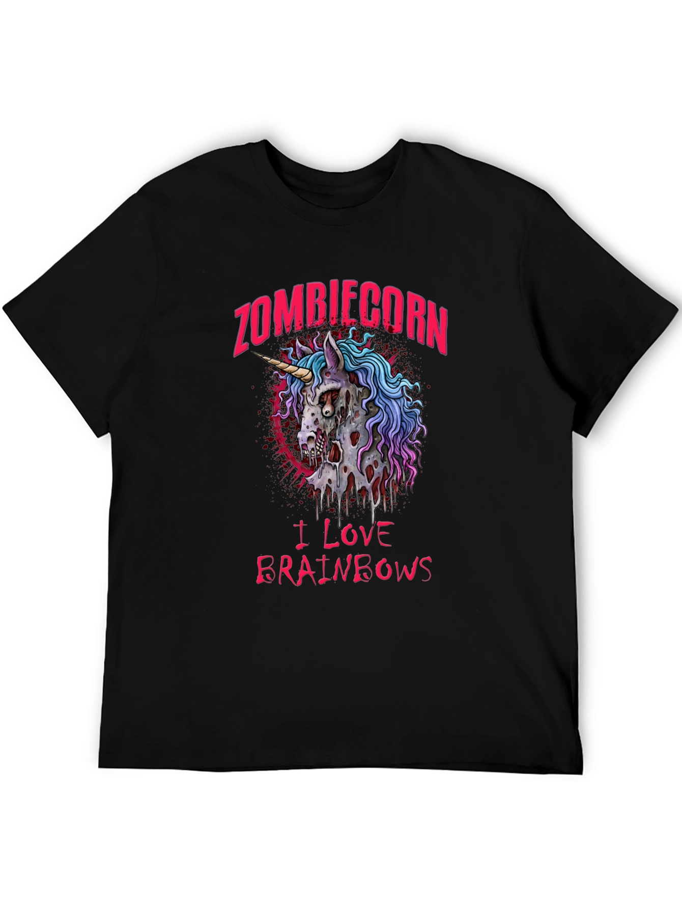 Zombiecorn I Love Brainbows Black T-Shirt