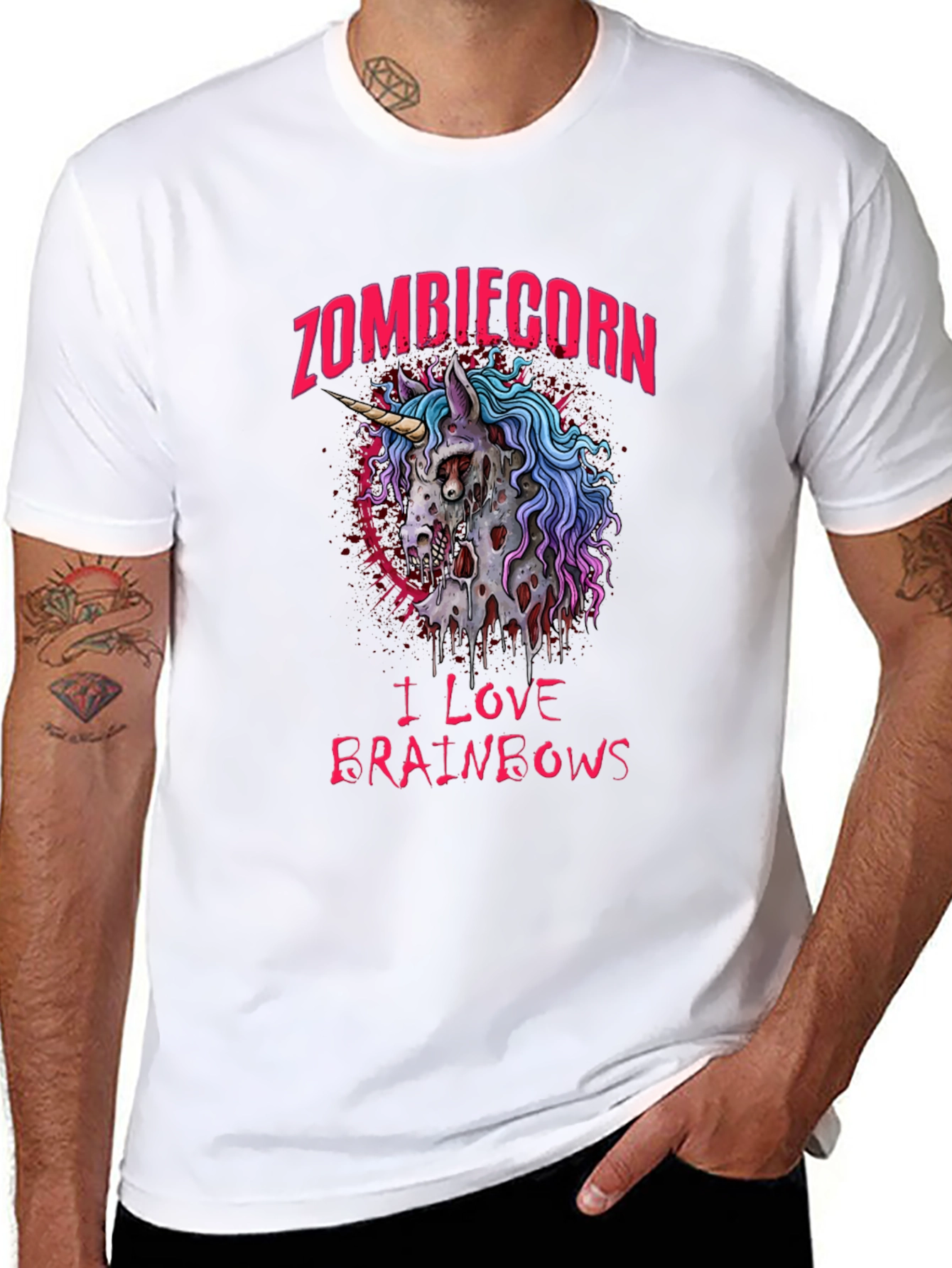 Zombiecorn I Love Brainbows Black T-Shirt