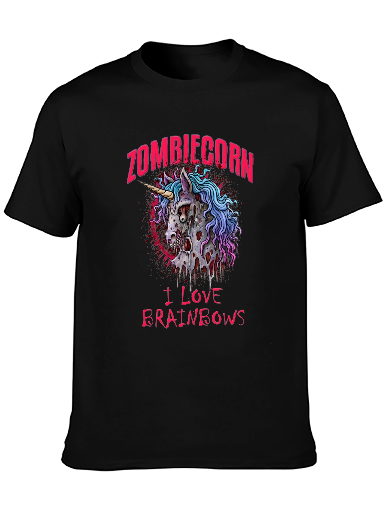 Zombiecorn I Love Brainbows Black T-Shirt