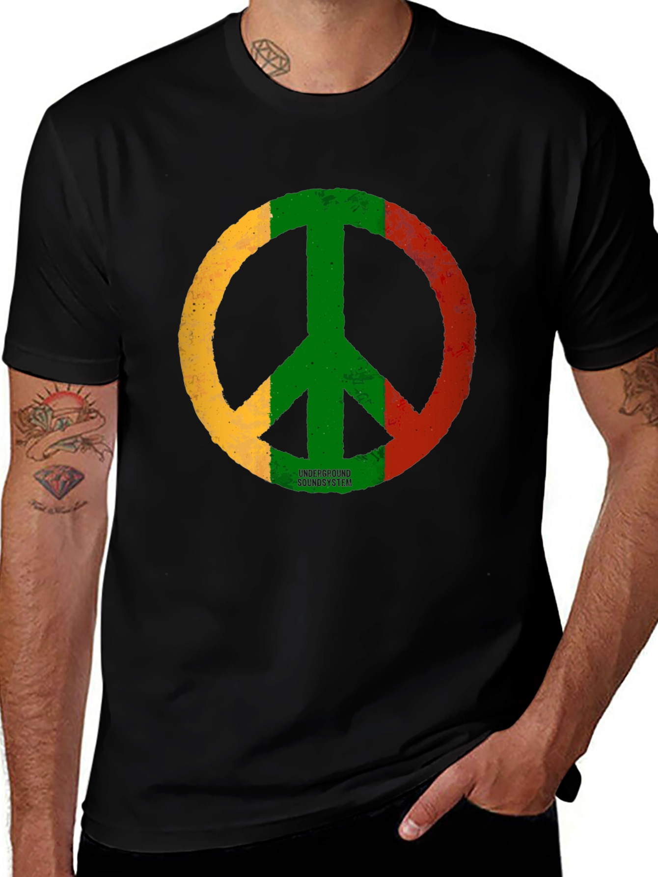 Rasta Peace Sign Graphic Tee - Underground Soundsystem