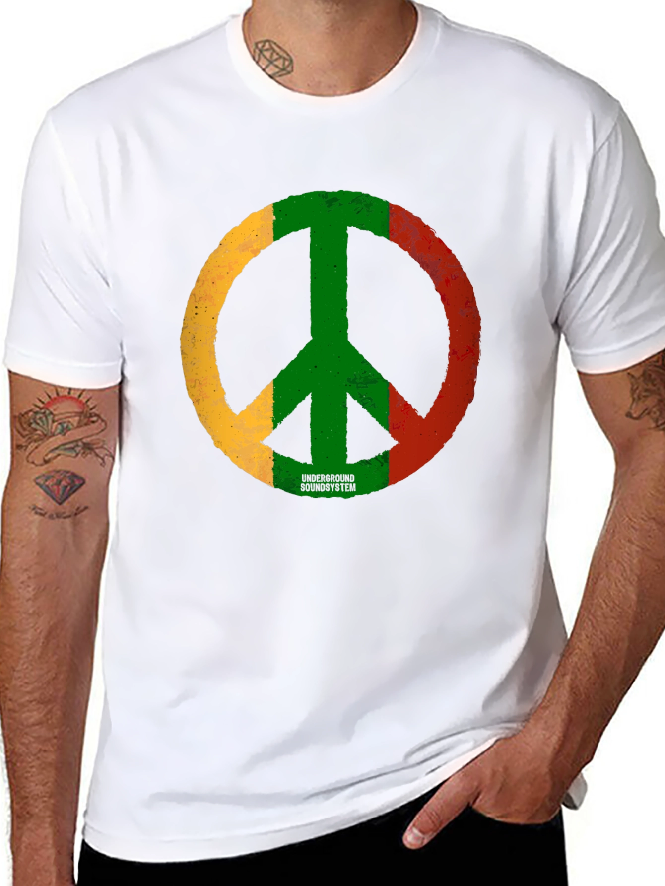 Rasta Peace Sign Graphic Tee - Underground Soundsystem