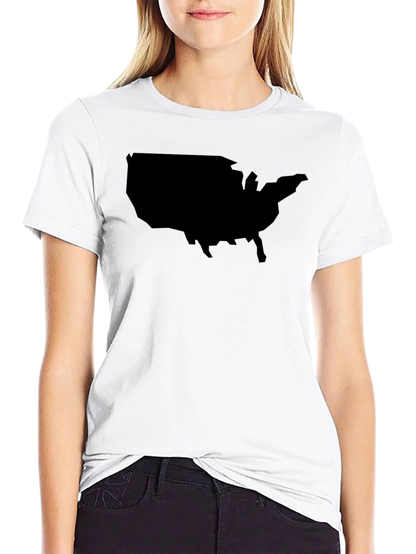 USA Map Black Graphic T-Shirt