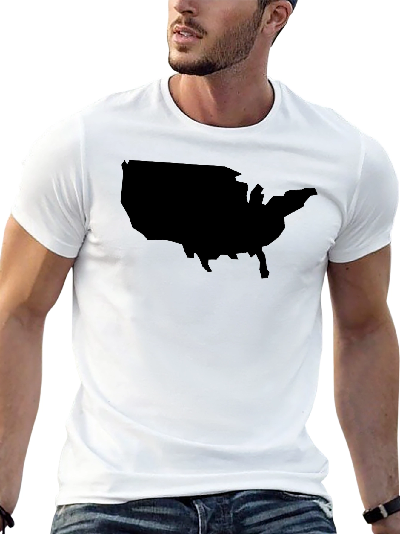 USA Map Black Graphic T-Shirt