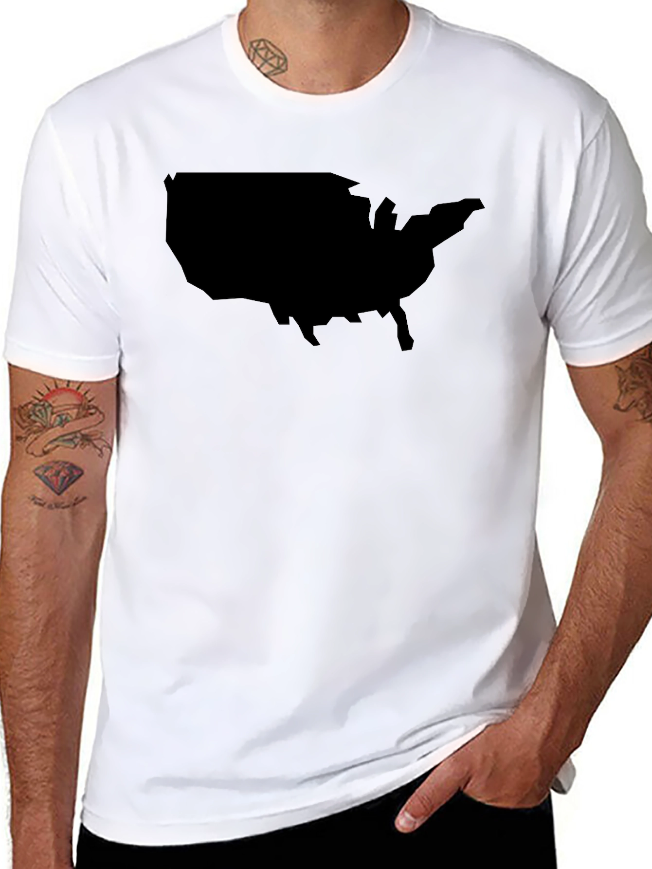 USA Map Black Graphic T-Shirt