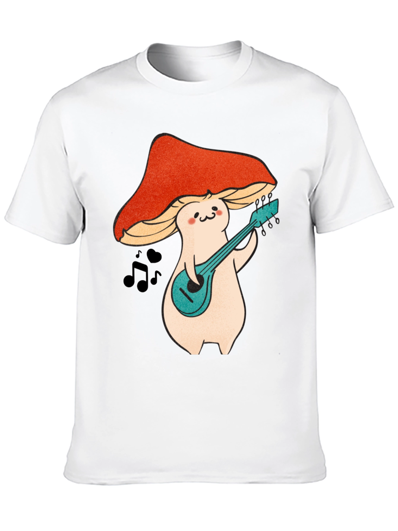 Mushroom Musician Graphic T-Shirt - Black Cotton Tee