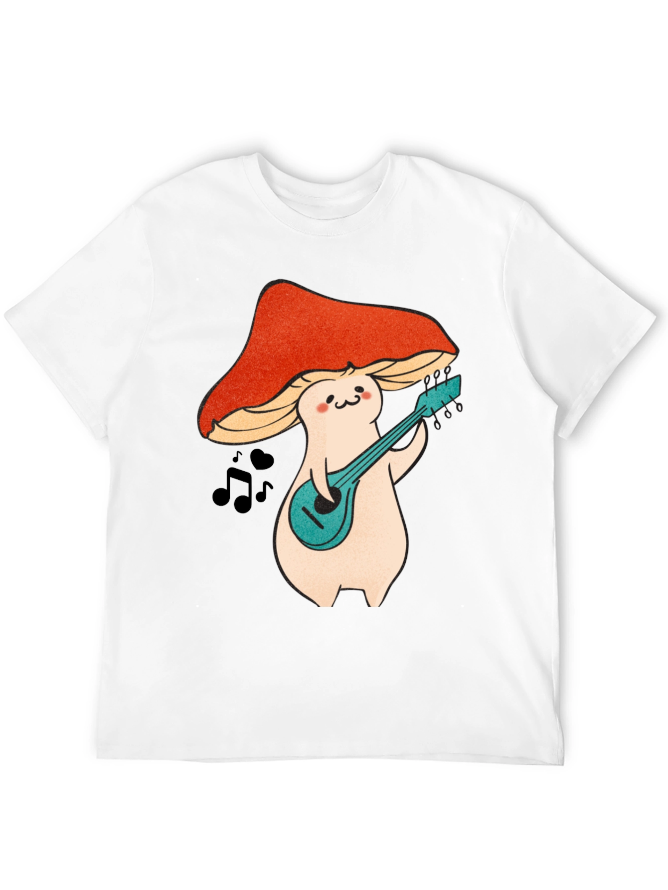 Mushroom Musician Graphic T-Shirt - Black Cotton Tee