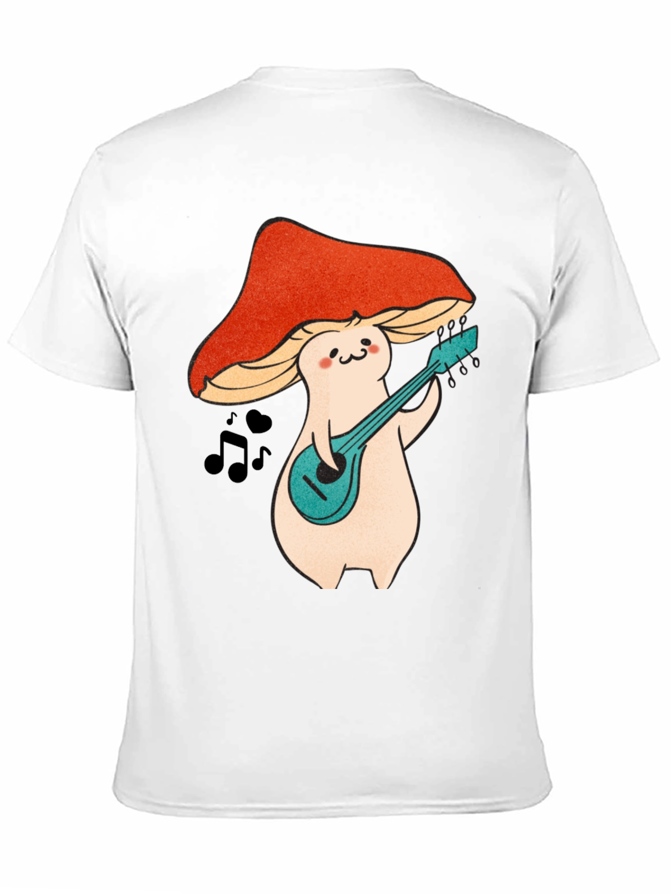 Mushroom Musician Graphic T-Shirt - Black Cotton Tee