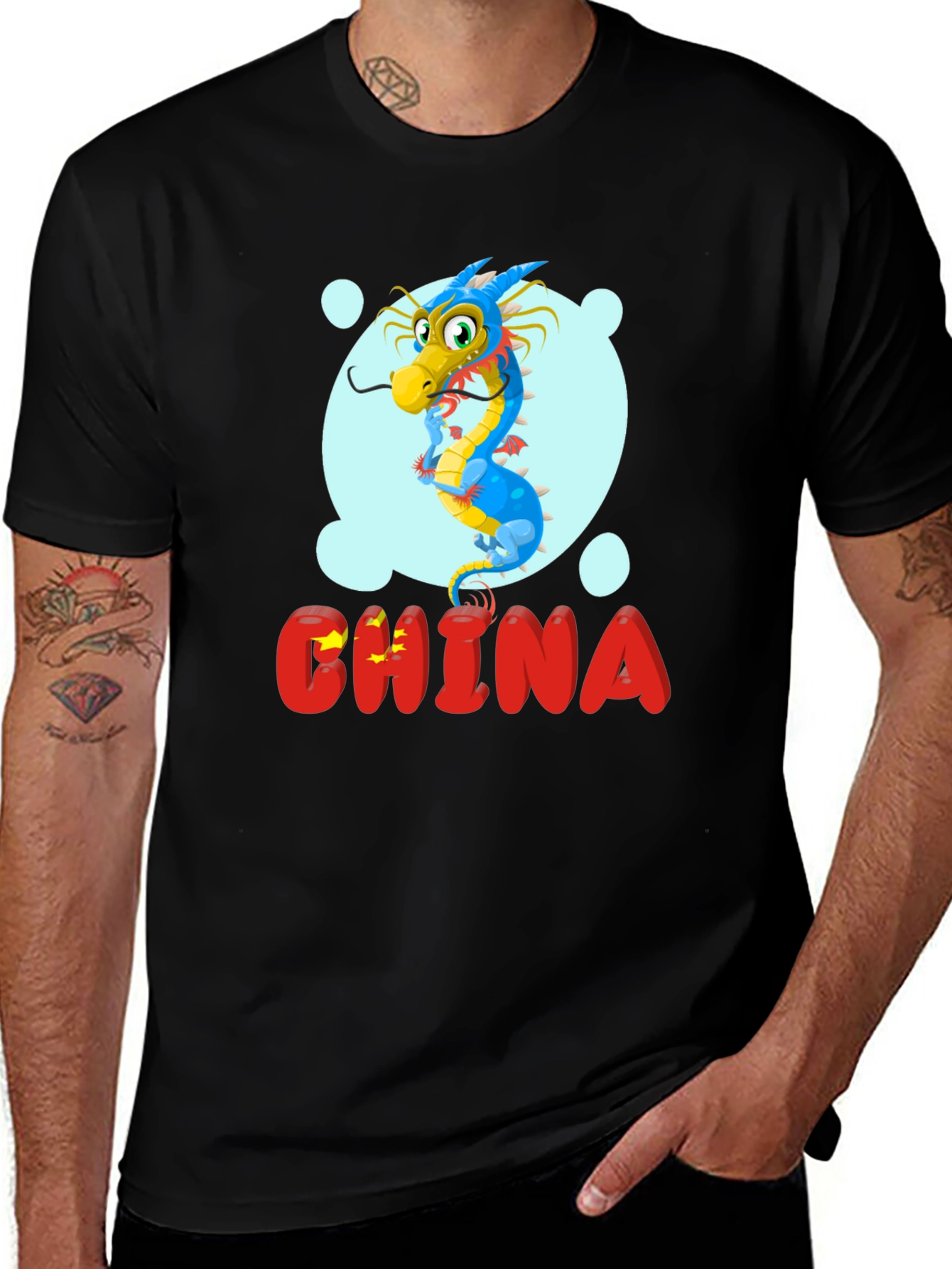 China Dragon Graphic Tee - Unisex Black T-Shirt