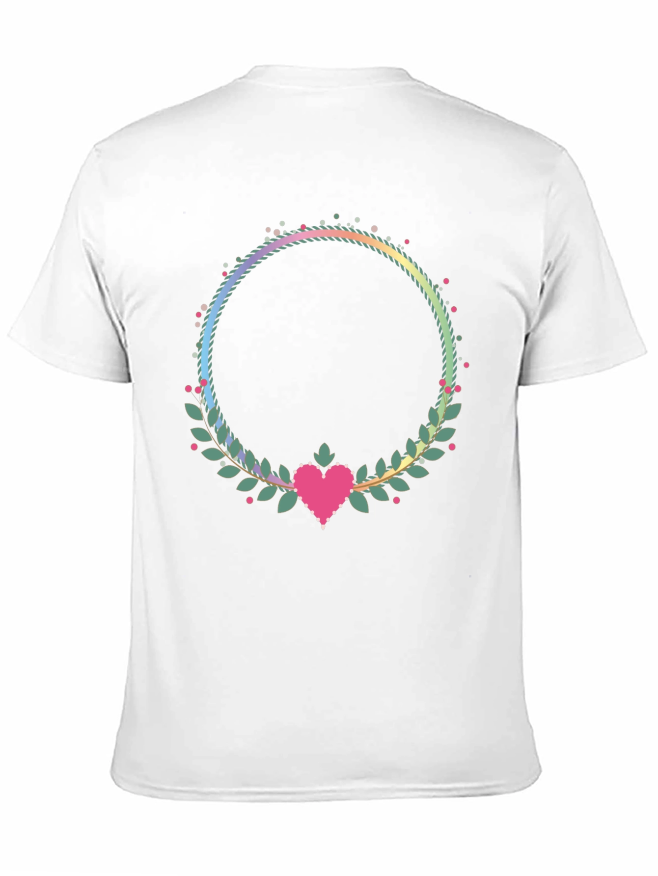 Floral Heart Wreath Graphic Black T-Shirt
