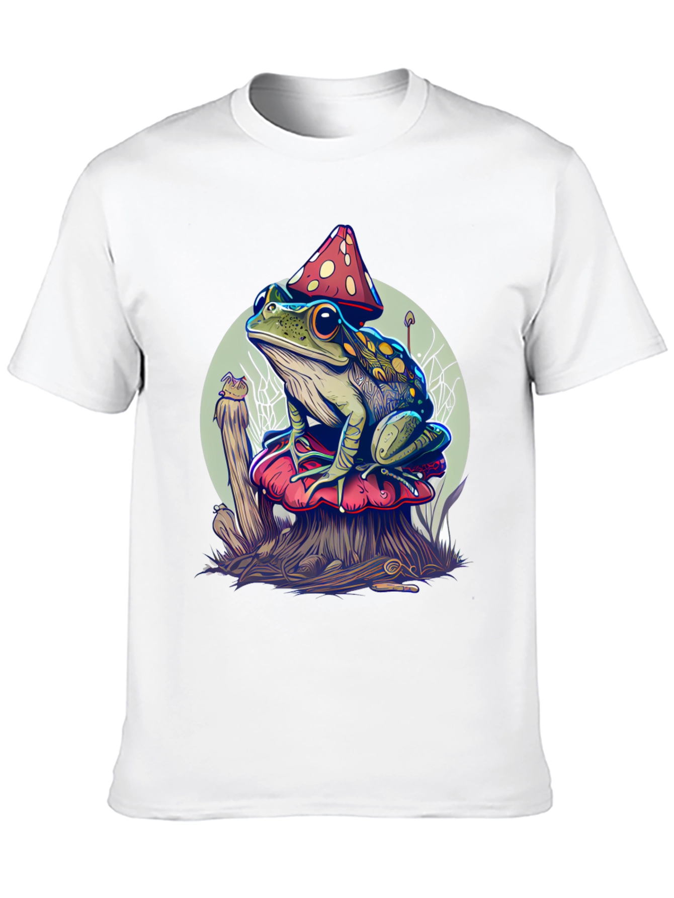 Frog on Mushroom Graphic Tee - Unique Design