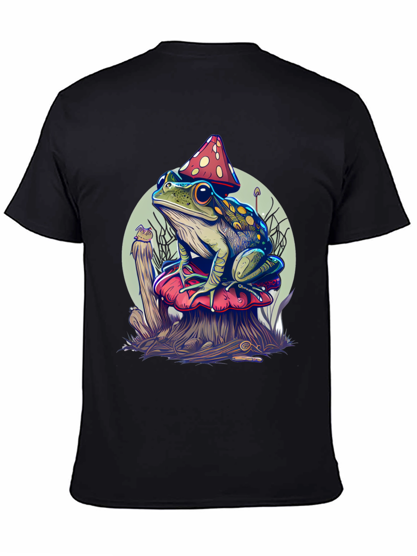 Frog on Mushroom Graphic Tee - Unique Design