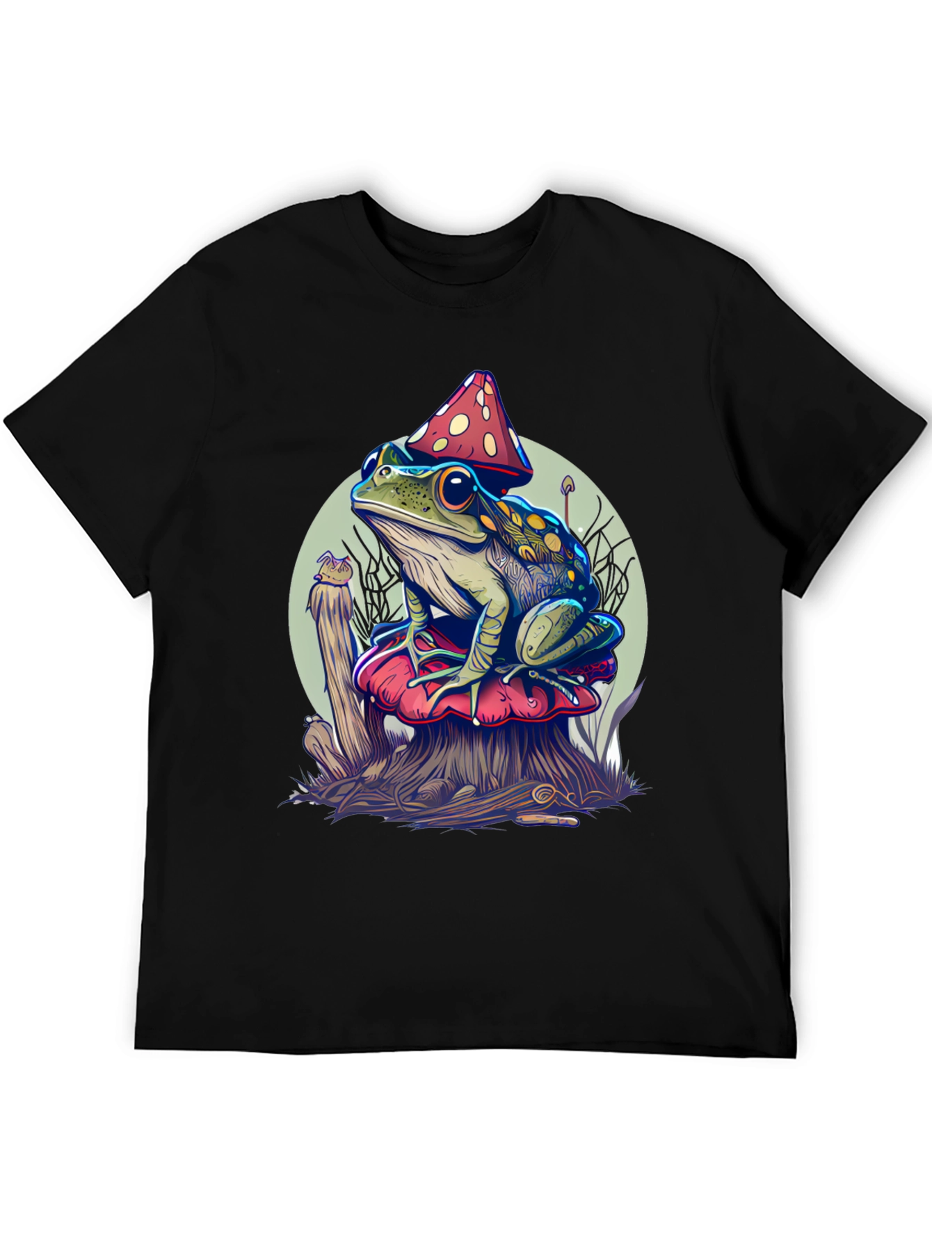 Frog on Mushroom Graphic Tee - Unique Design