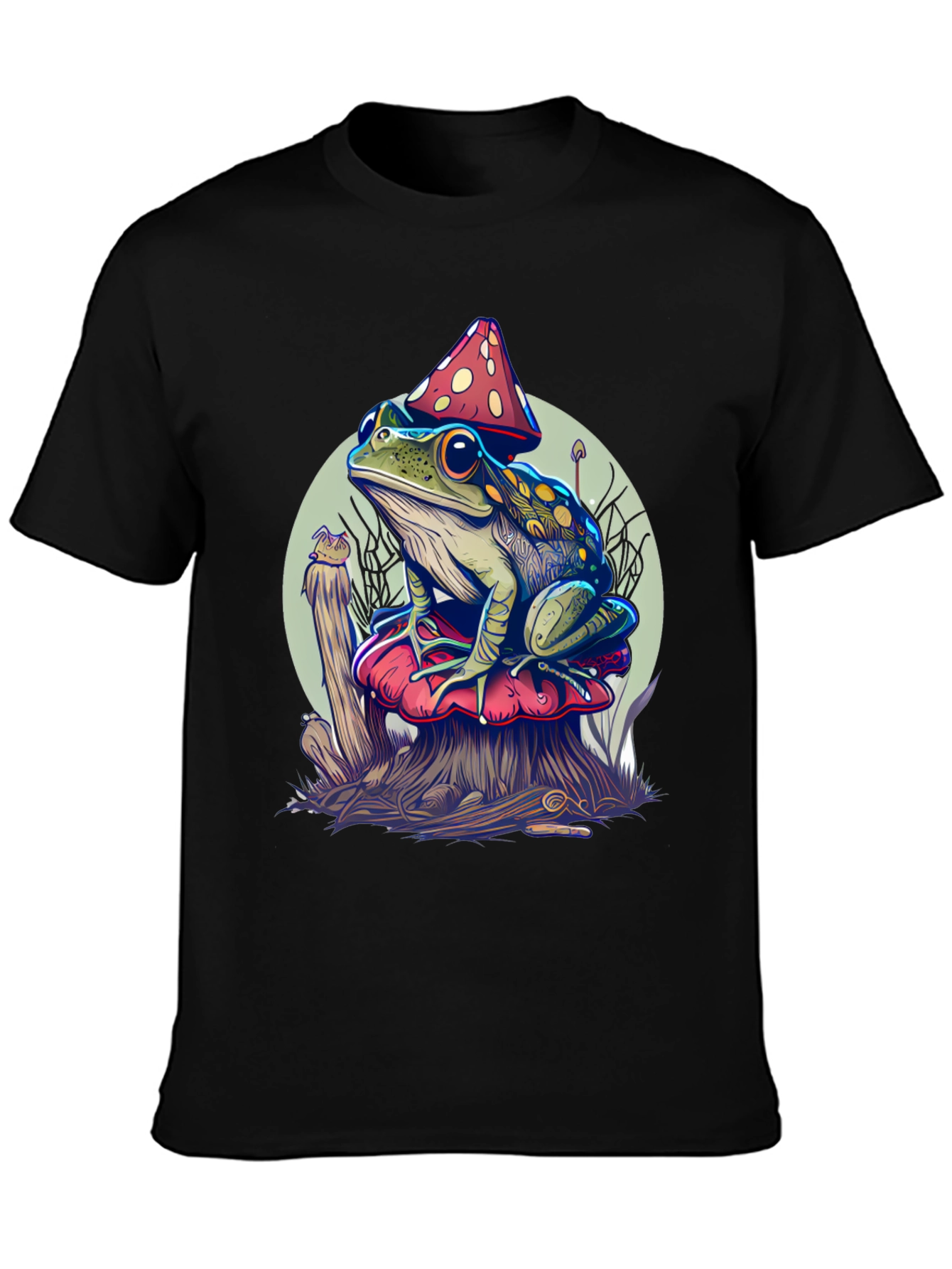 Frog on Mushroom Graphic Tee - Unique Design