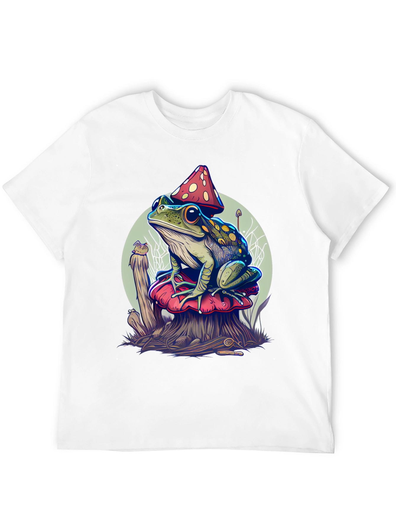 Frog on Mushroom Graphic Tee - Unique Design