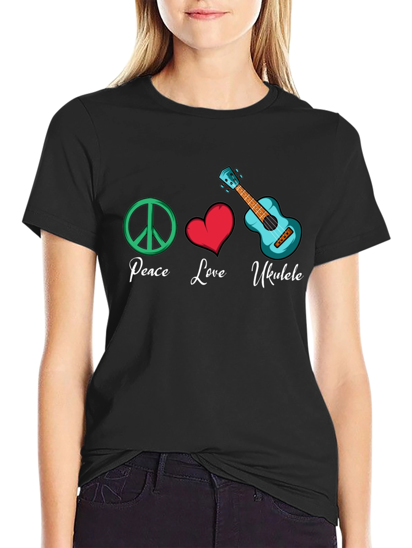 Peace Love Ukulele Graphic Tee