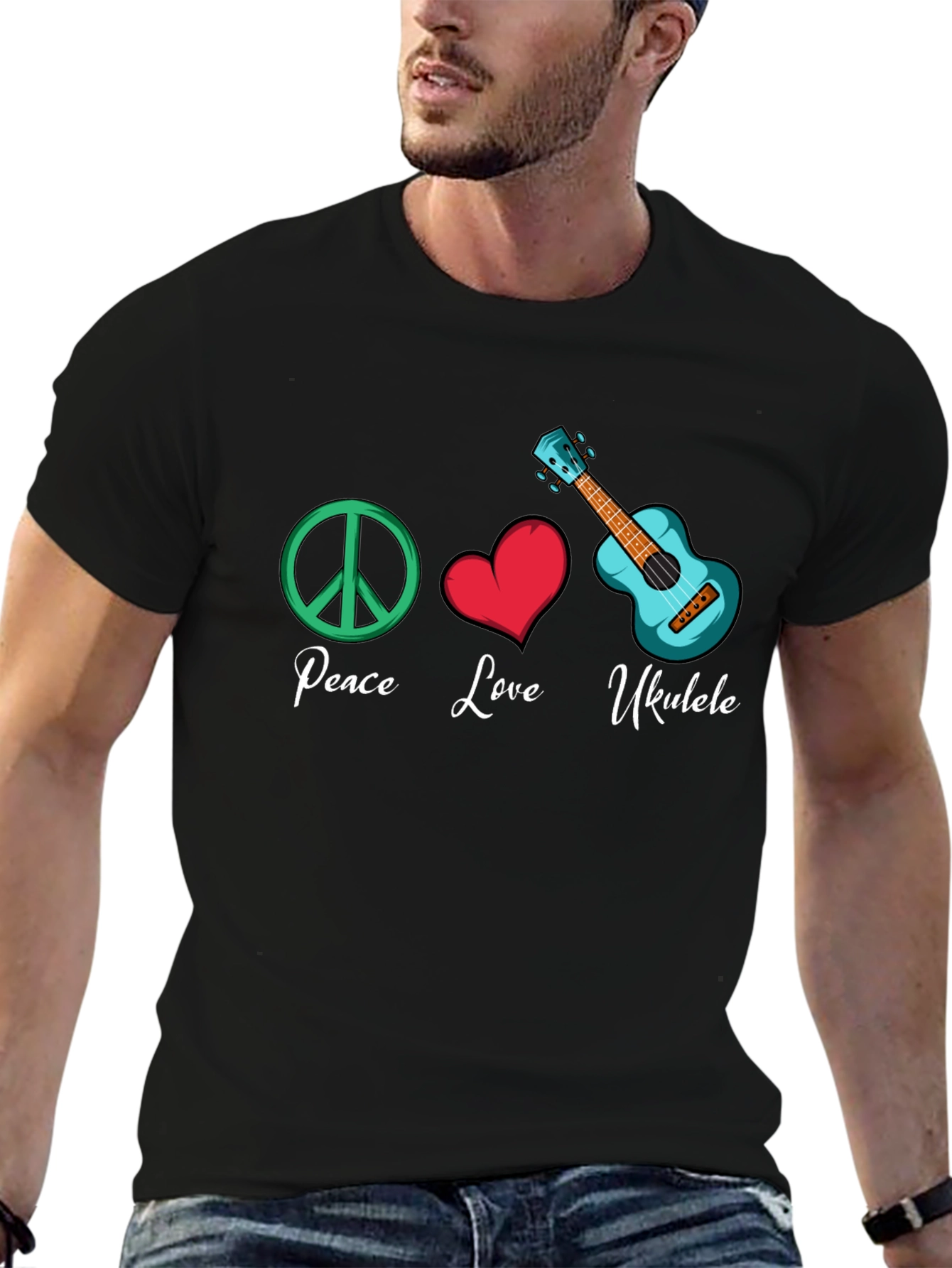 Peace Love Ukulele Graphic Tee