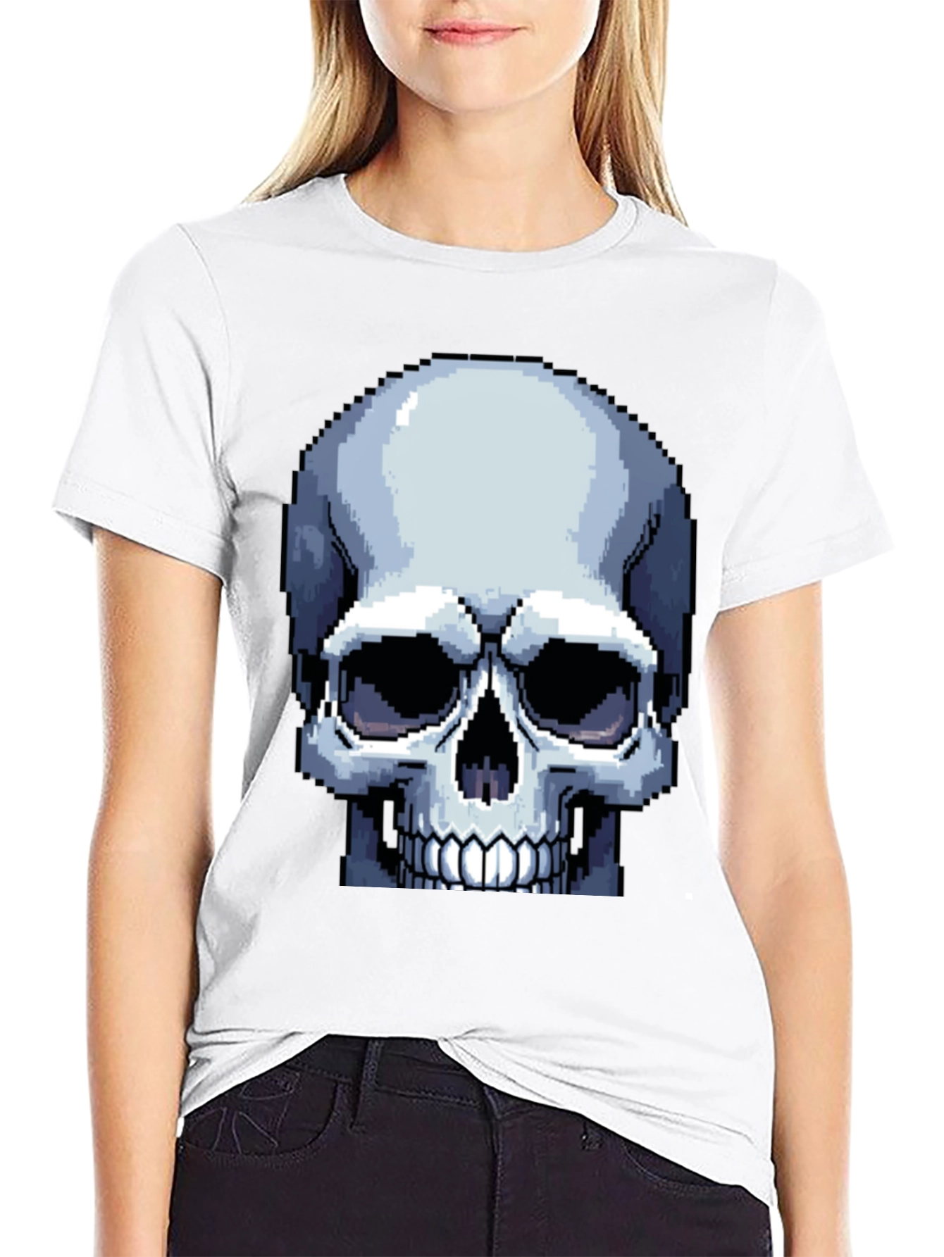 Pixel Skull Graphic T-Shirt - Gamer Style Tee