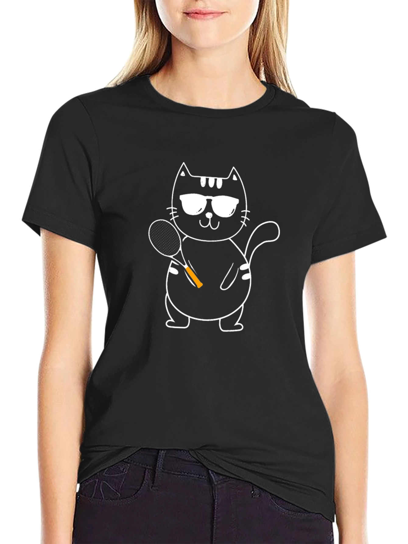 Cool Cat Tennis T-Shirt - Black