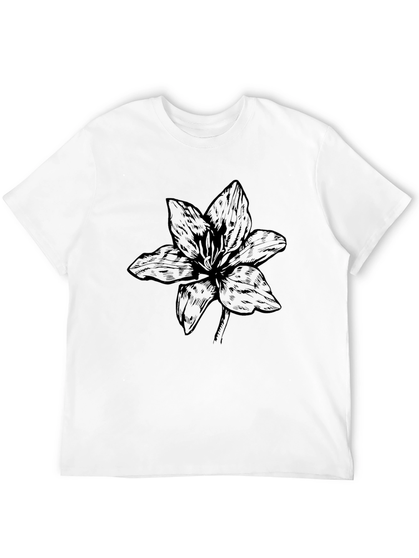Black Flower Graphic Tee - Stylish Casual Wear