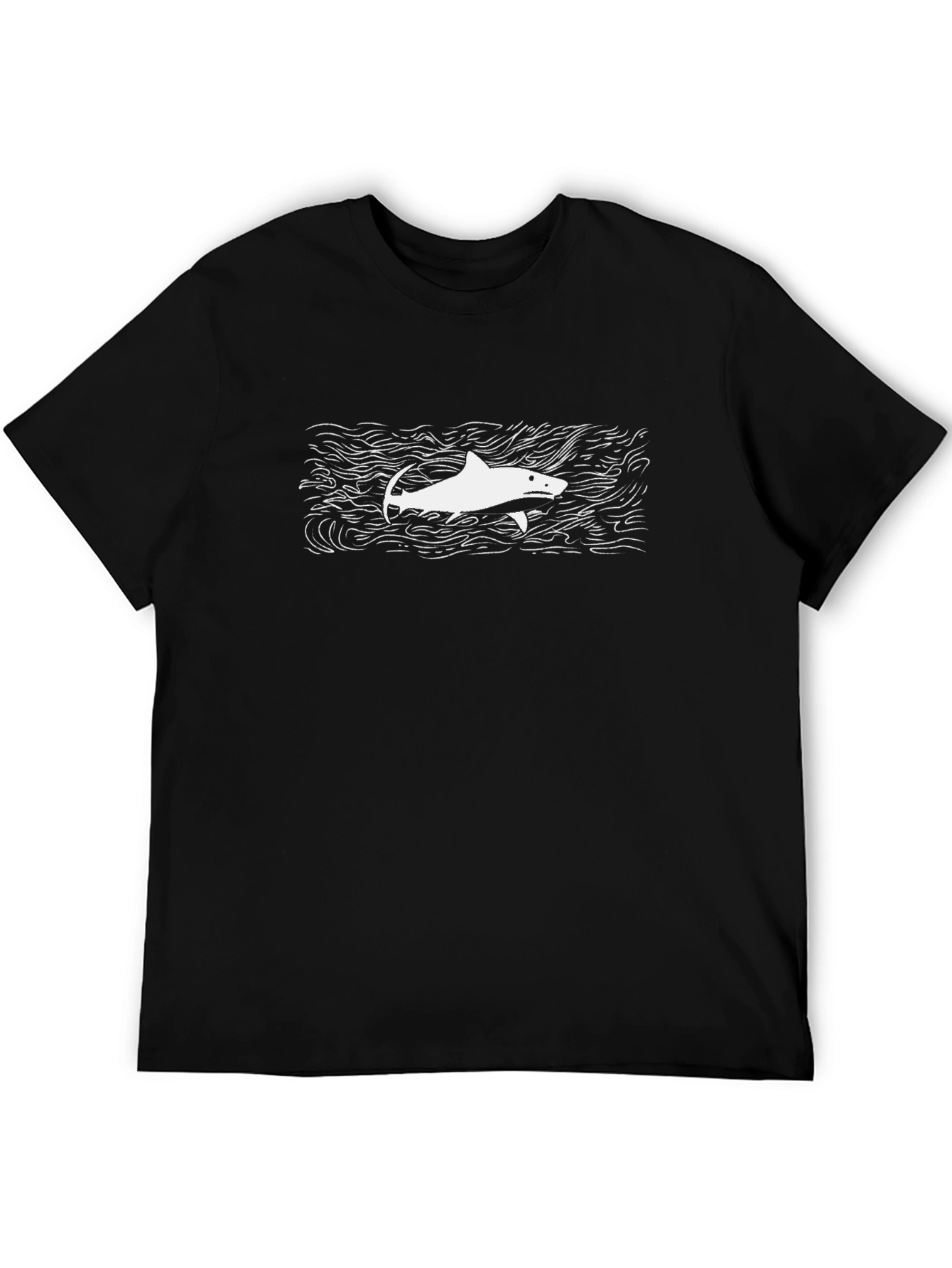 Shark Graphic Tee - Mens Black Cotton T-Shirt
