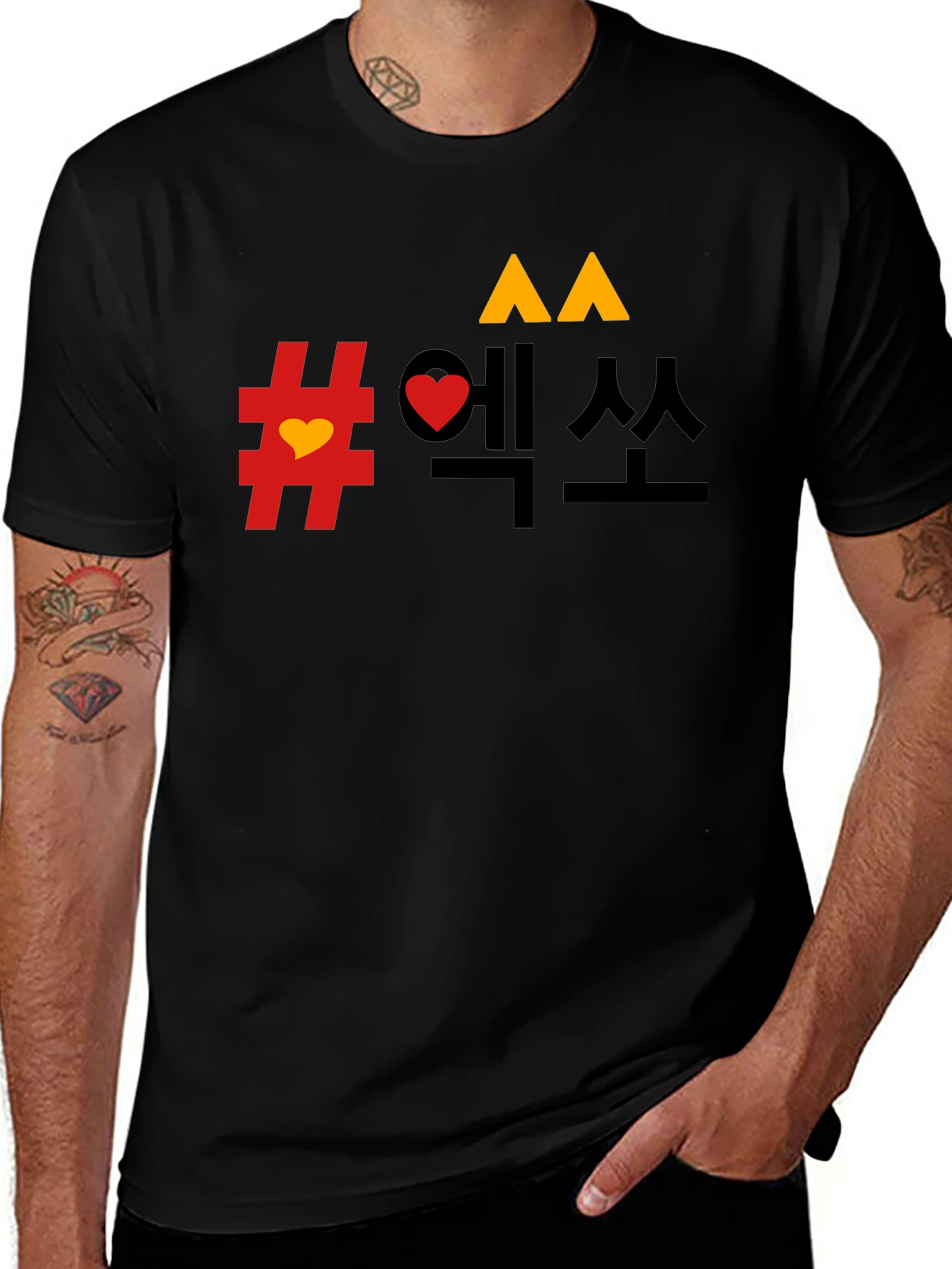 Mens Graphic Tee - Korean Design Black T-Shirt