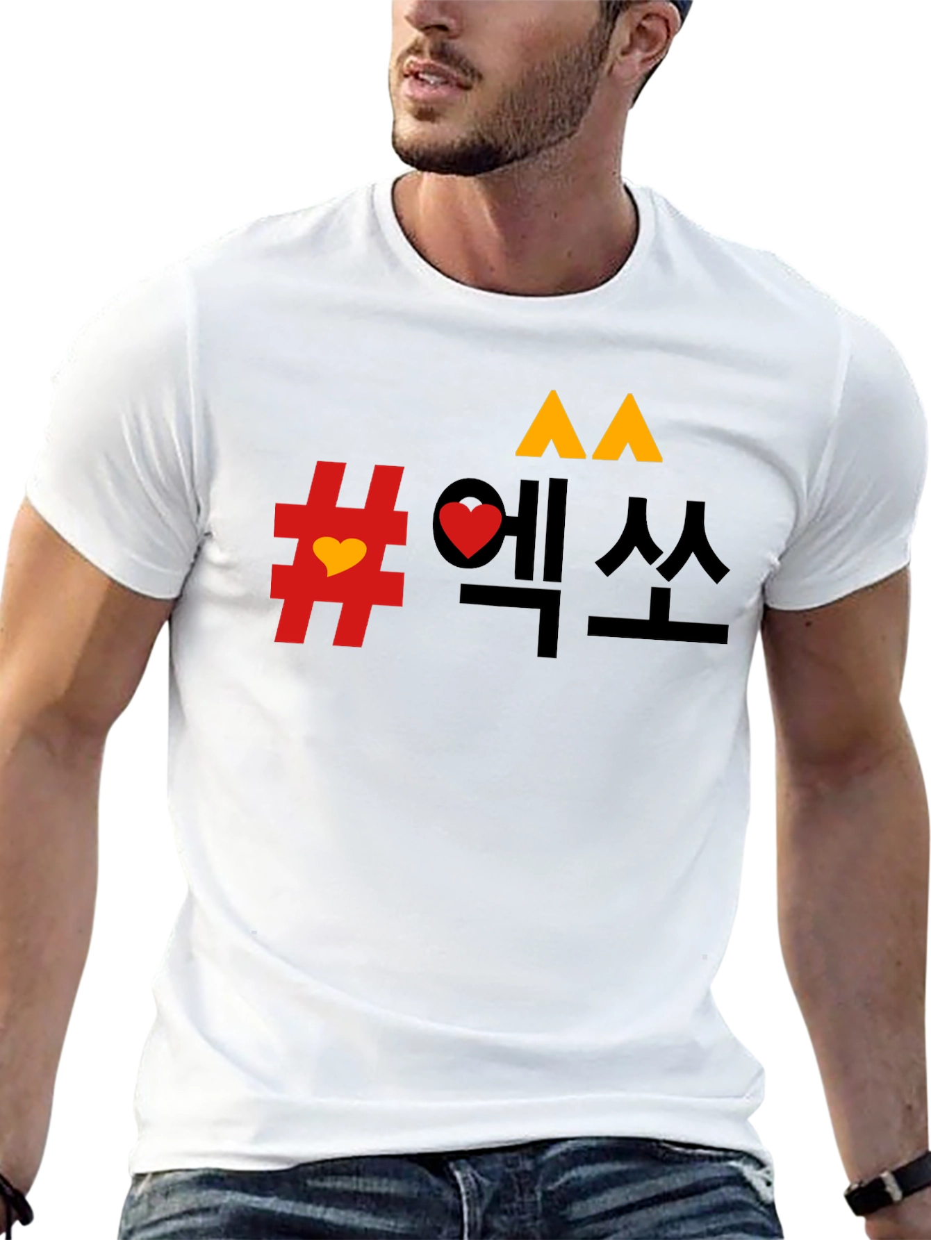 Mens Graphic Tee - Korean Design Black T-Shirt