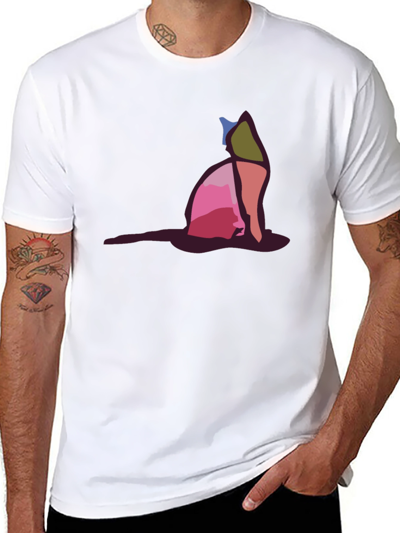 Abstract Cat Graphic Tee - Unique Art Shirt