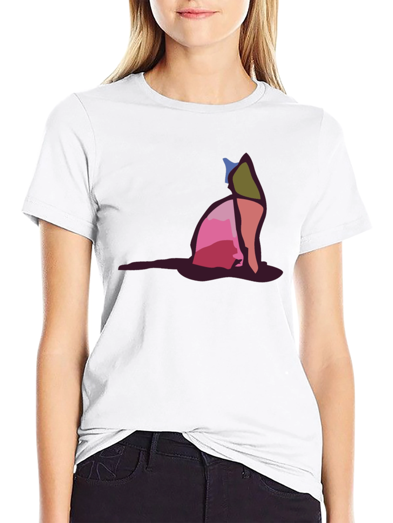 Abstract Cat Graphic Tee - Unique Art Shirt