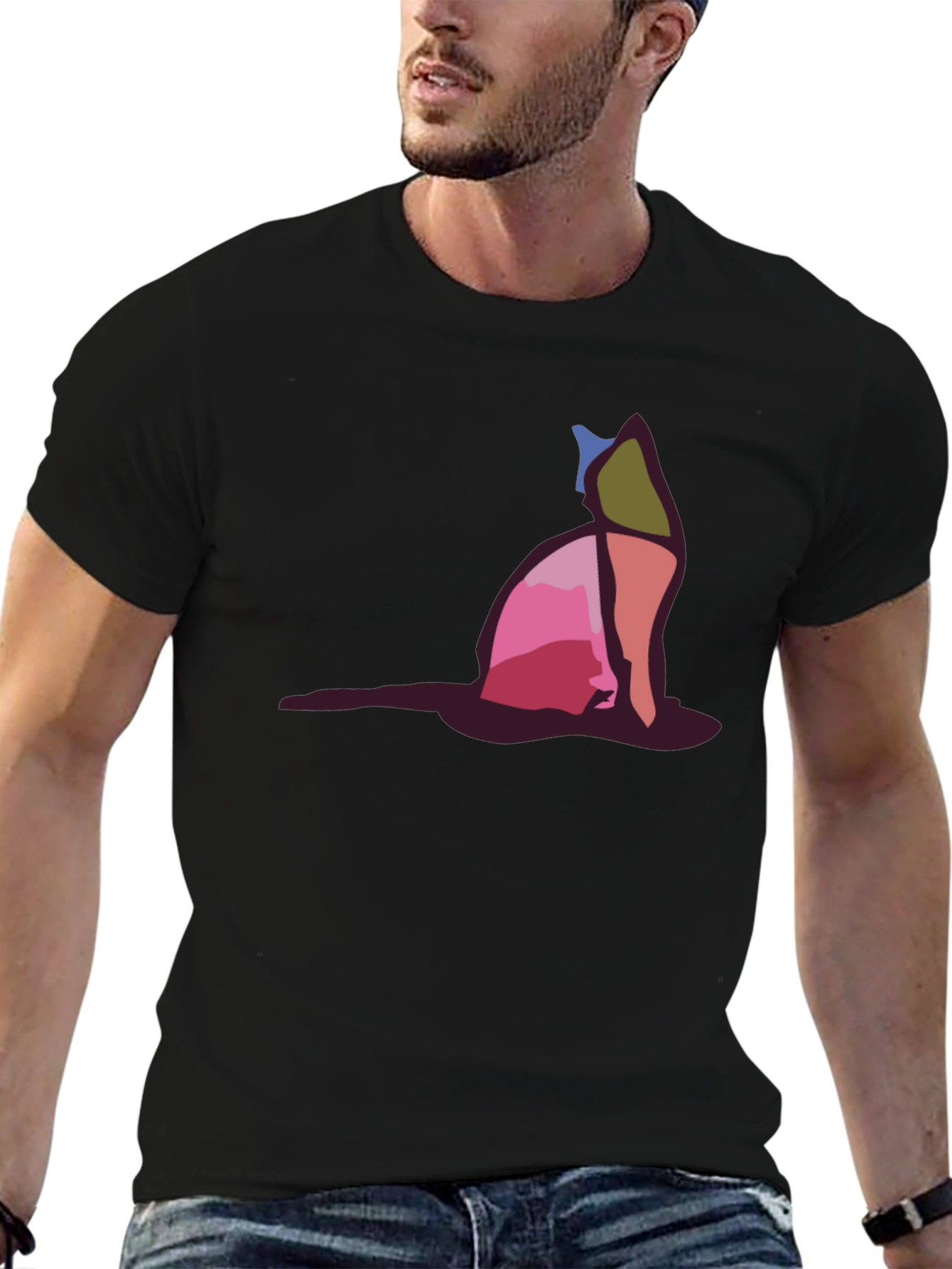 Abstract Cat Graphic Tee - Unique Art Shirt
