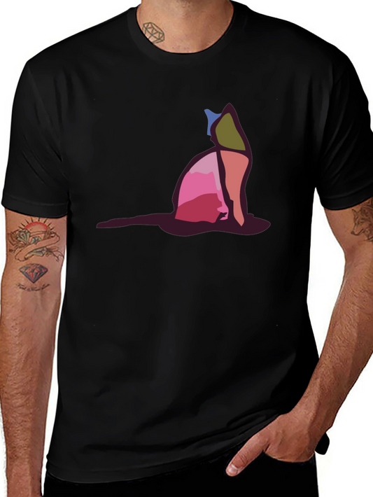 Abstract Cat Graphic Tee - Unique Art Shirt