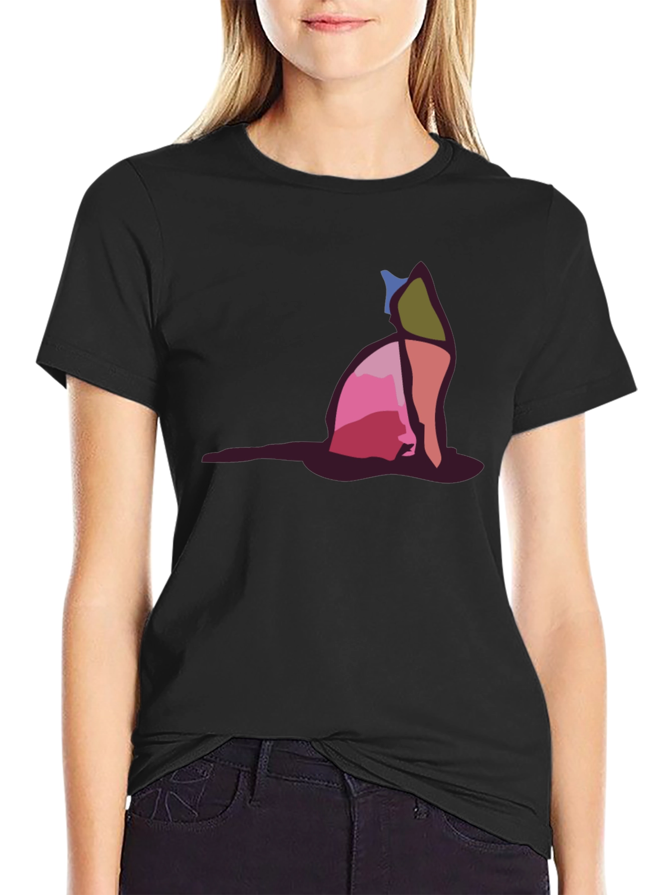 Abstract Cat Graphic Tee - Unique Art Shirt