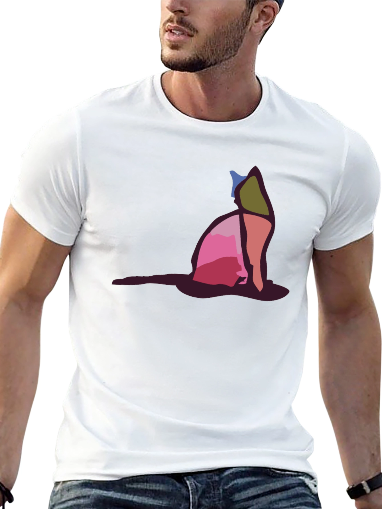Abstract Cat Graphic Tee - Unique Art Shirt